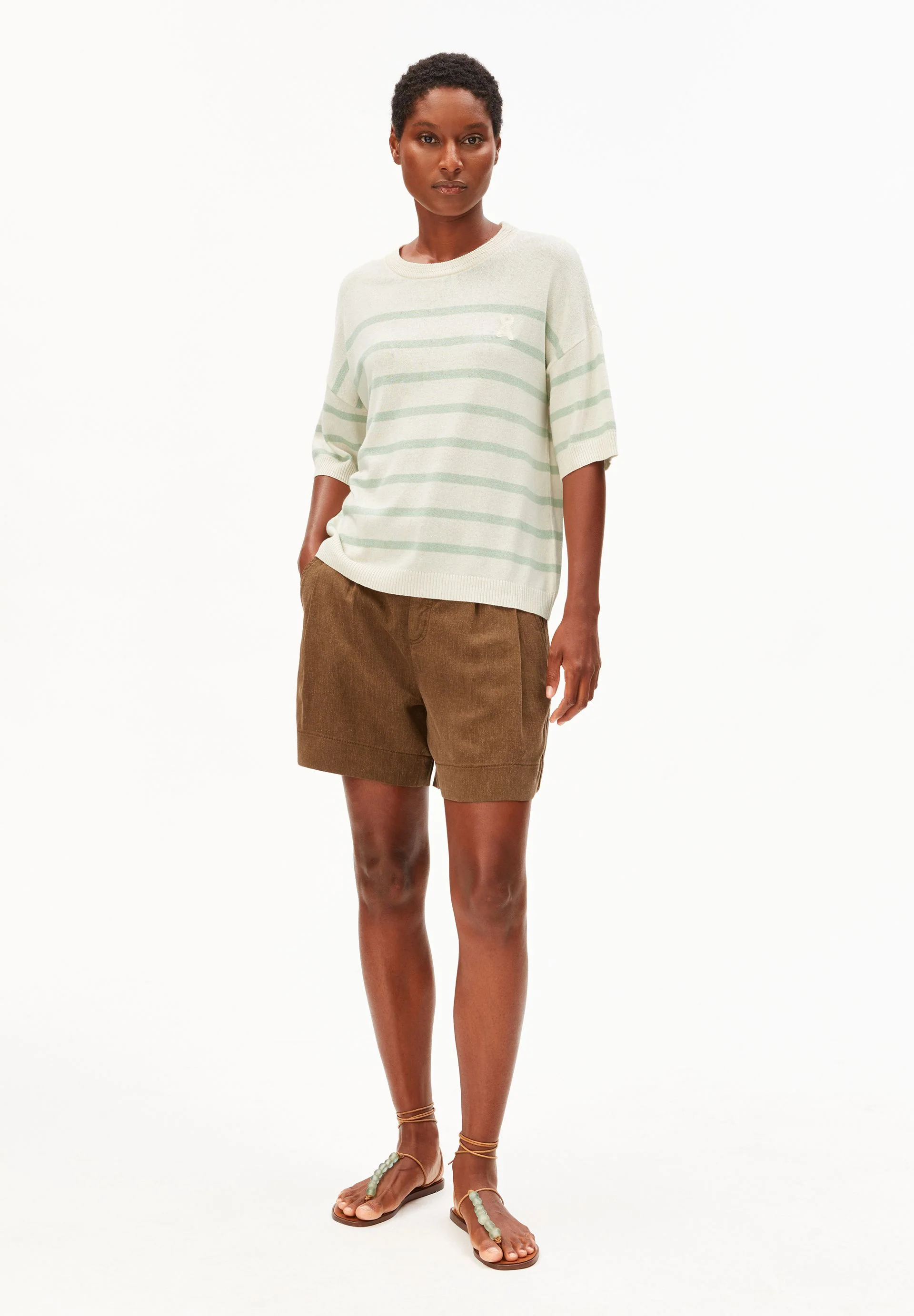 GESTREIFTES LEINEN-MIX STRICKSHIRT | undyed-foam - Image 5