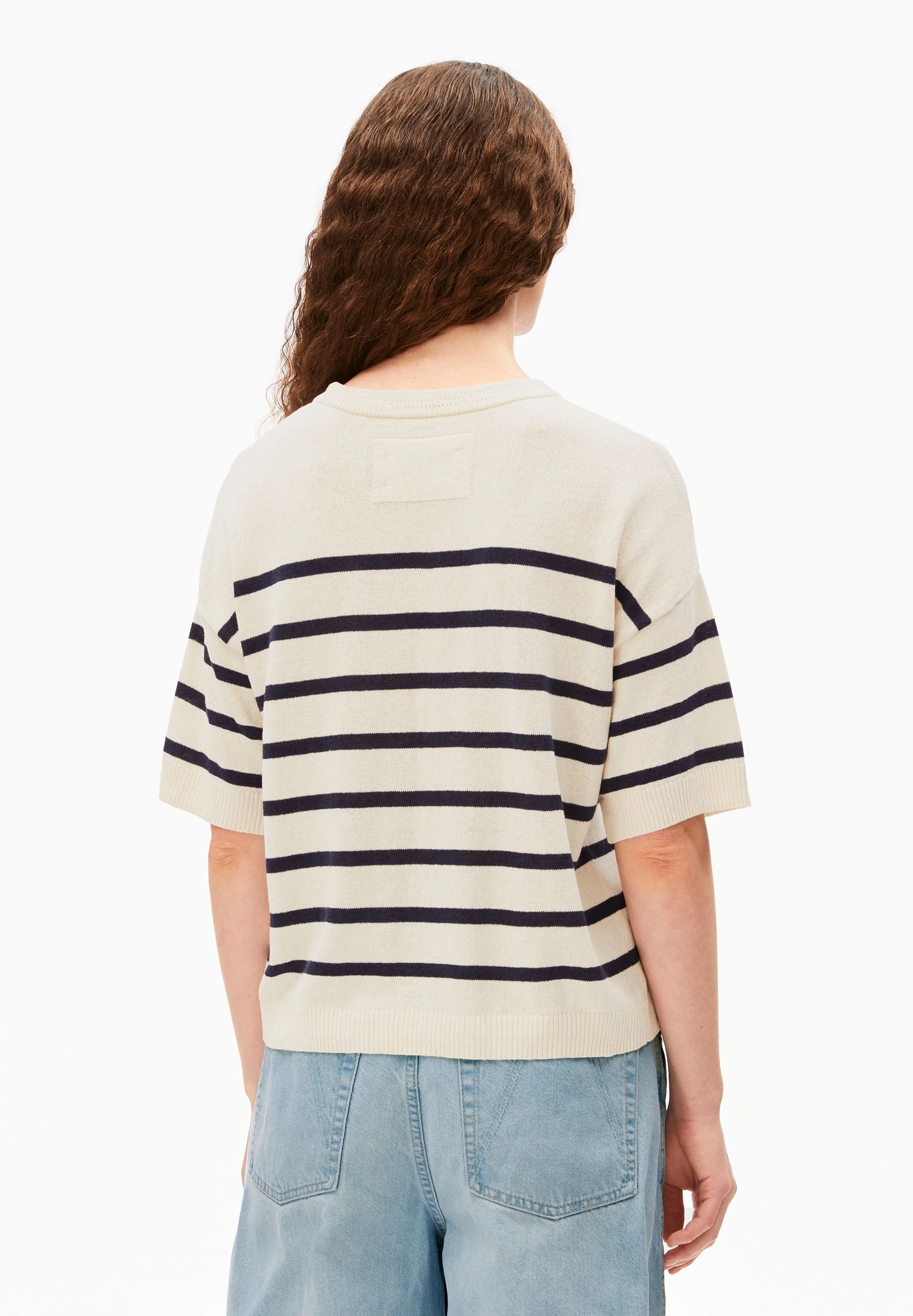 GESTREIFTES LEINEN-MIX STRICKSHIRT | undyed-tinted navy - Image 2