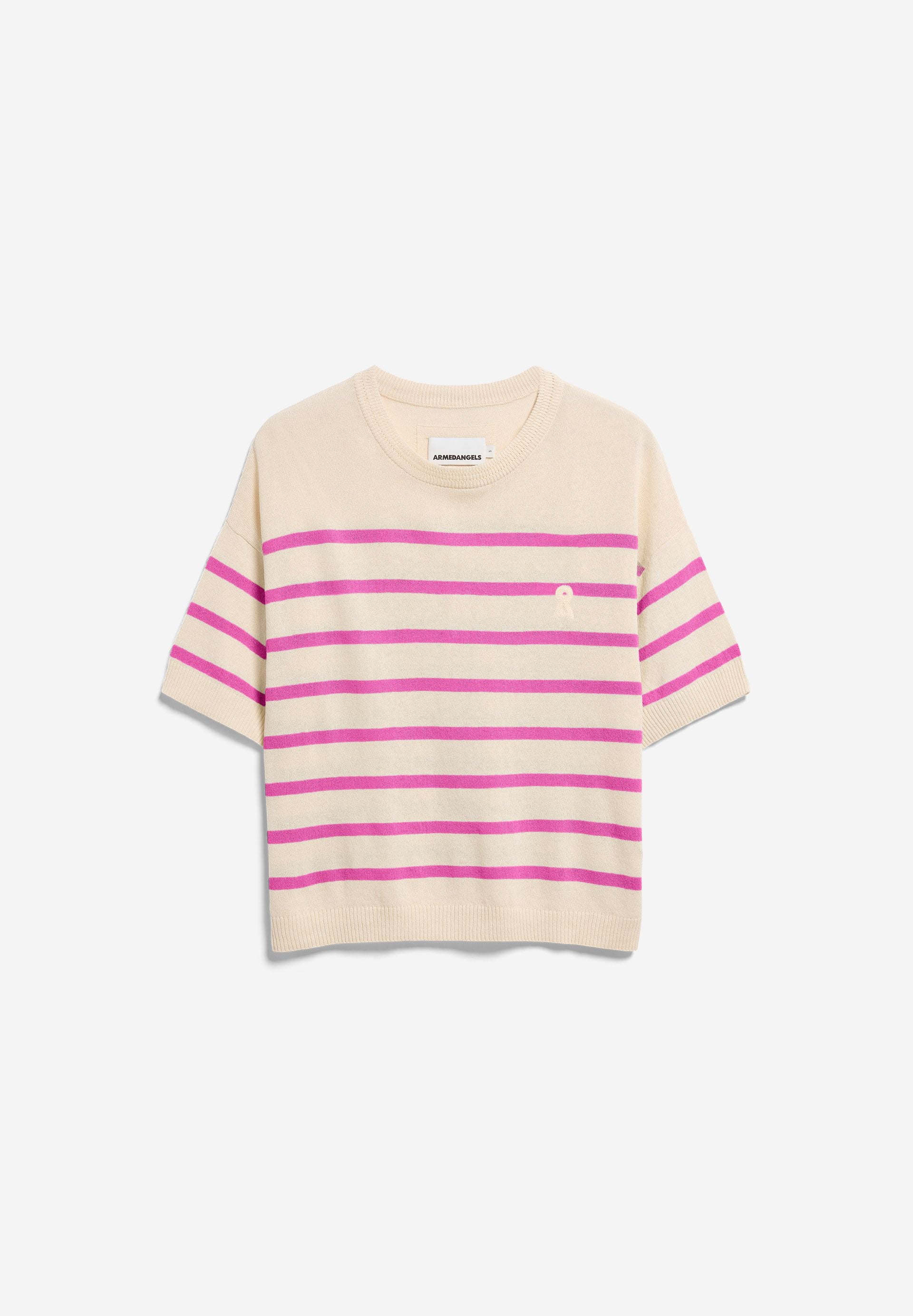 GESTREIFTES LEINEN-MIX STRICKSHIRT | undyed-washed berry - Image 6