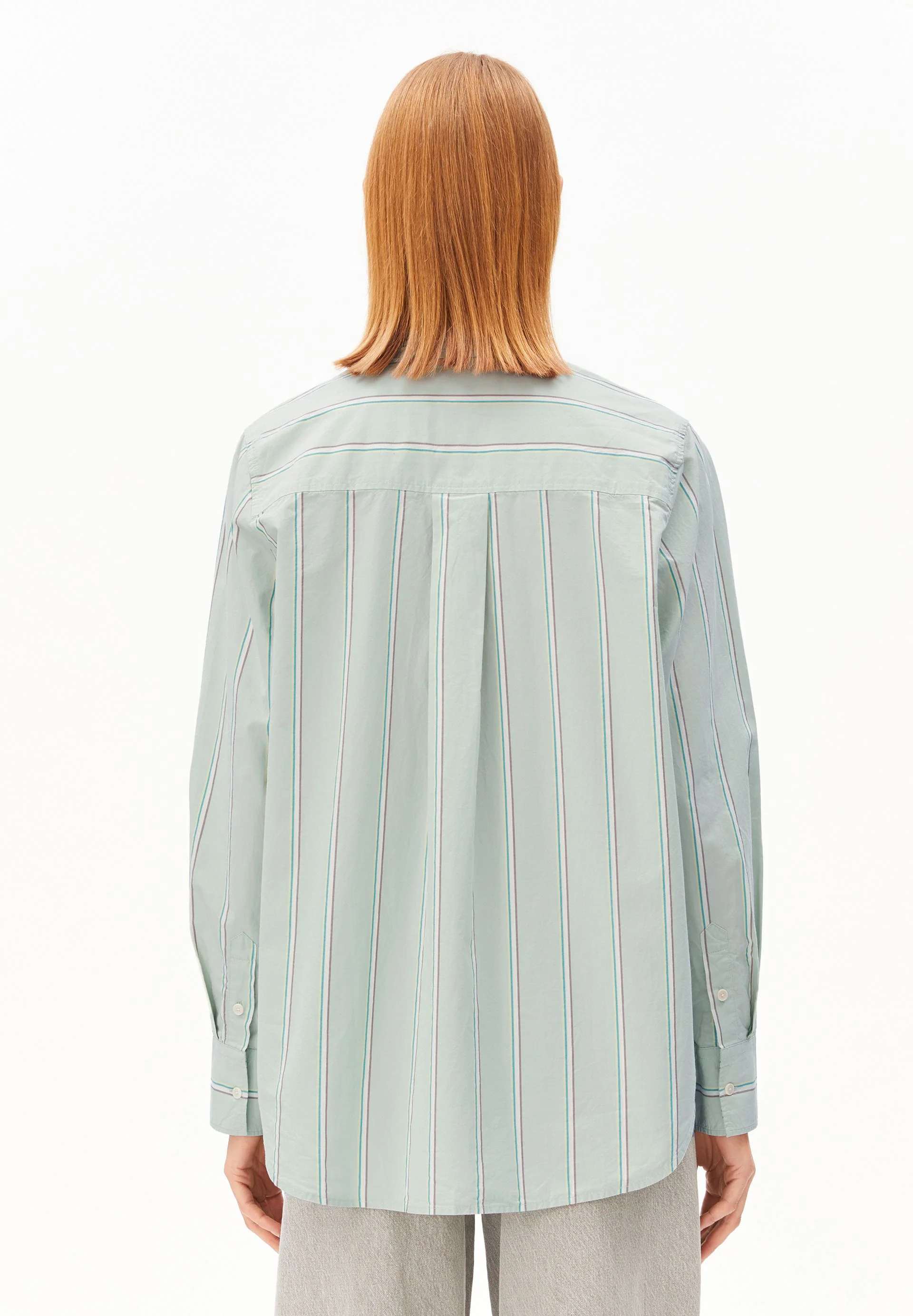 GESTREIFTE WEITE POPLIN BLUSE | foam-pool green - Image 2