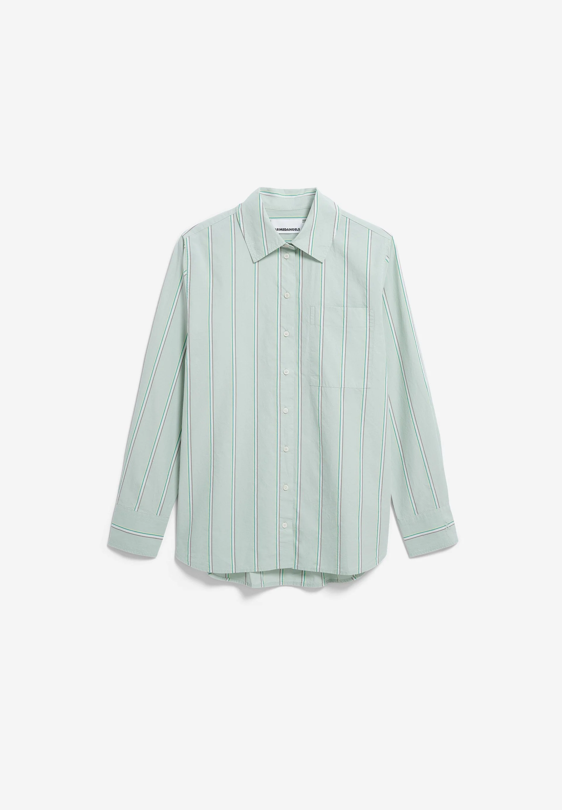 GESTREIFTE WEITE POPLIN BLUSE | foam-pool green - Image 6