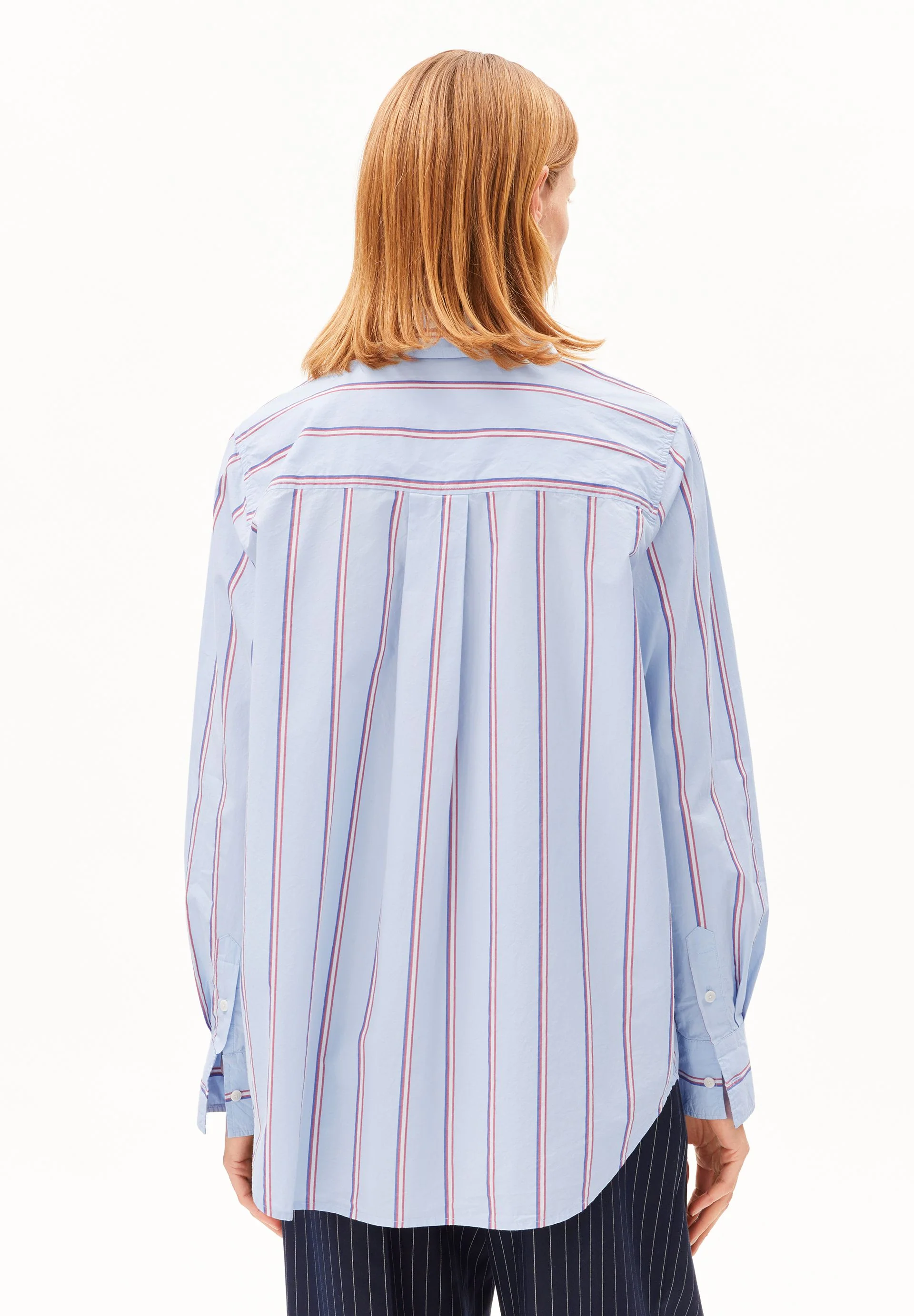 GESTREIFTE WEITE POPLIN BLUSE | morning sky-mars red - Image 2