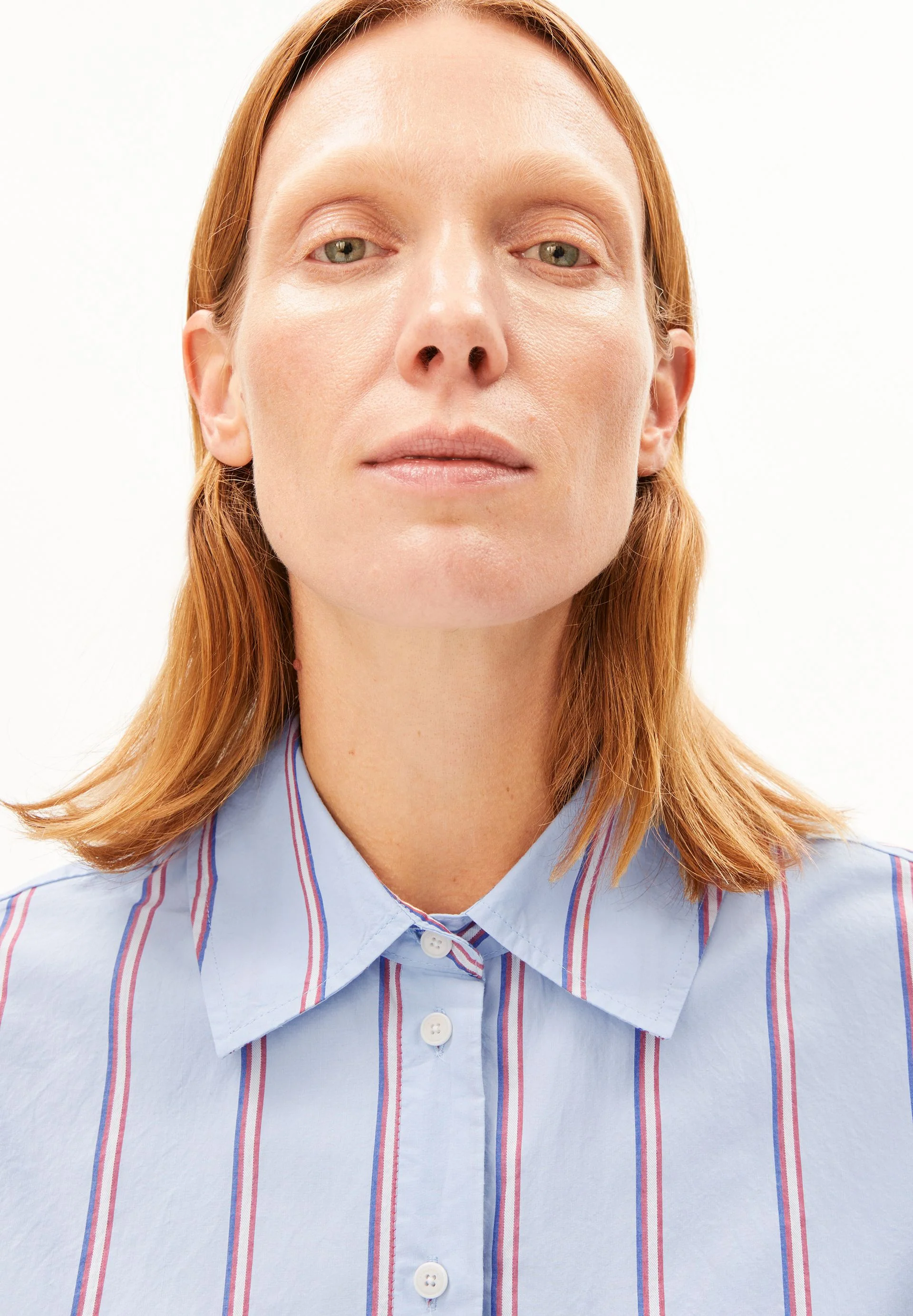 GESTREIFTE WEITE POPLIN BLUSE | morning sky-mars red - Image 3
