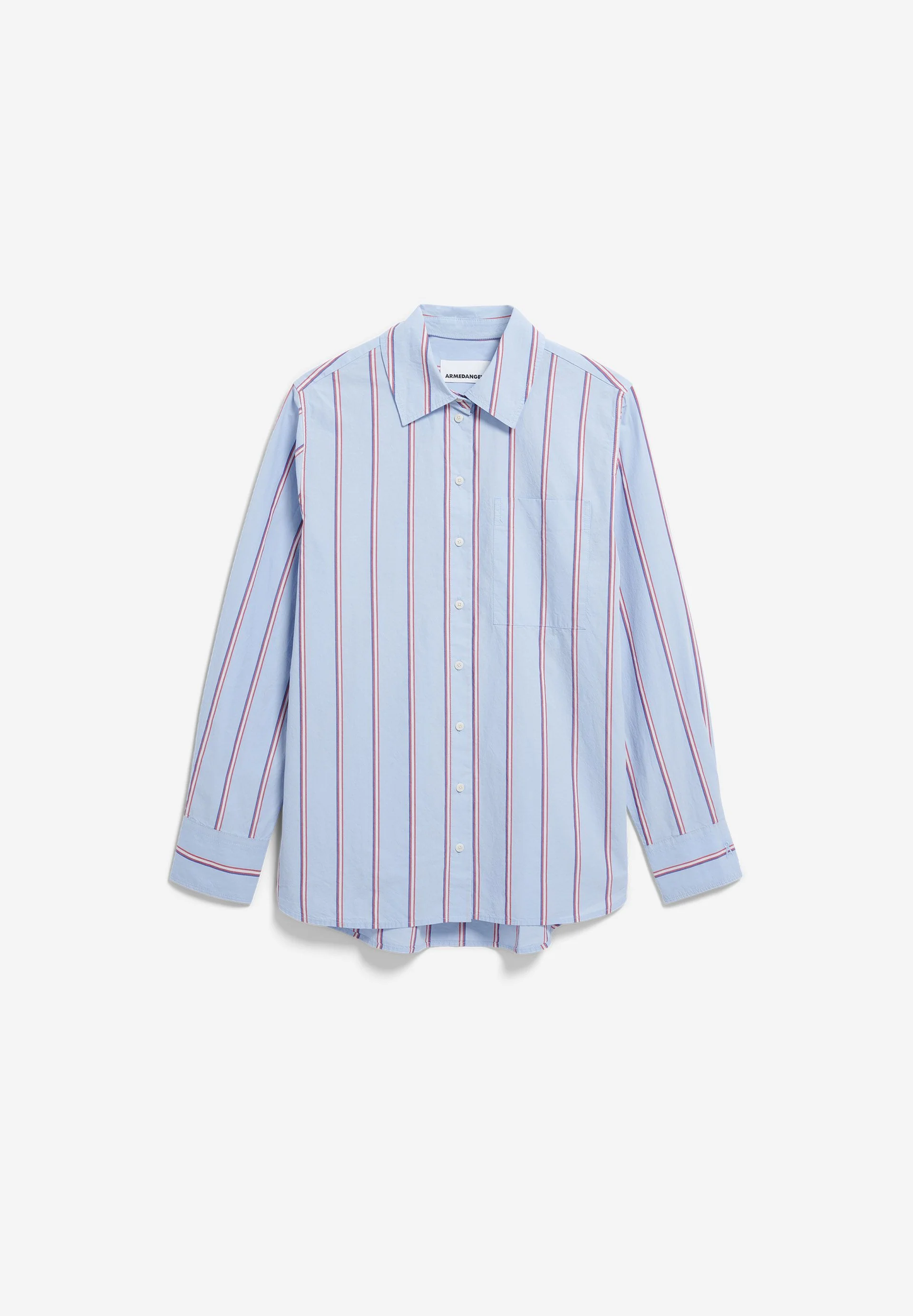 GESTREIFTE WEITE POPLIN BLUSE | morning sky-mars red - Image 6