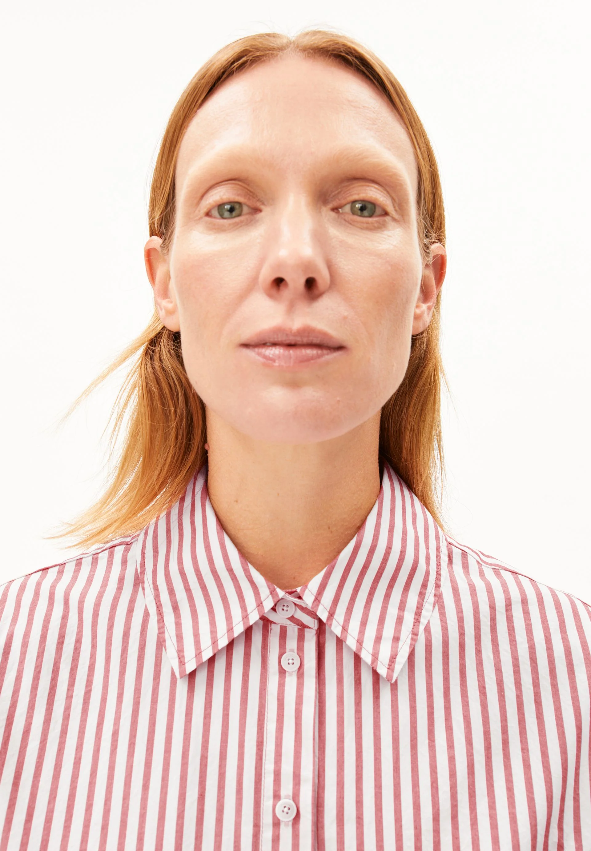 GESTREIFTE WEITE POPLIN BLUSE | oatmilk-mars red - Image 3