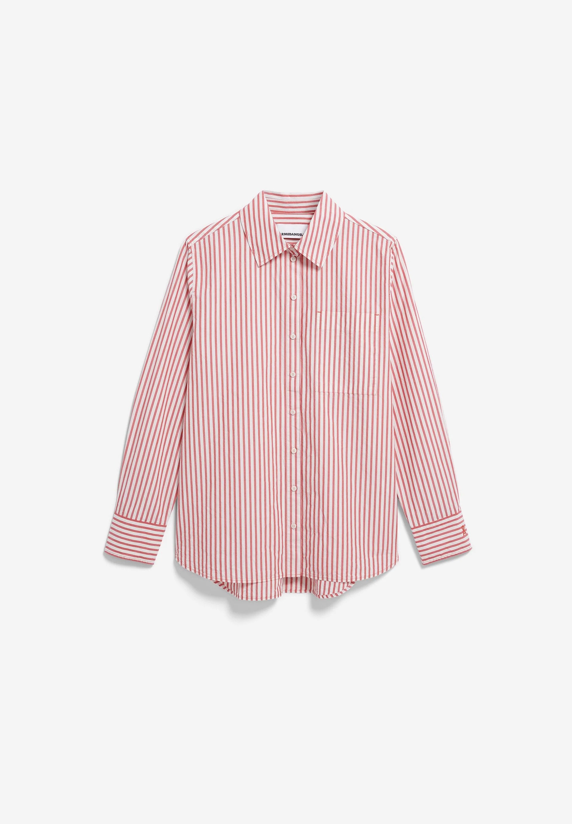 GESTREIFTE WEITE POPLIN BLUSE | oatmilk-mars red - Image 6