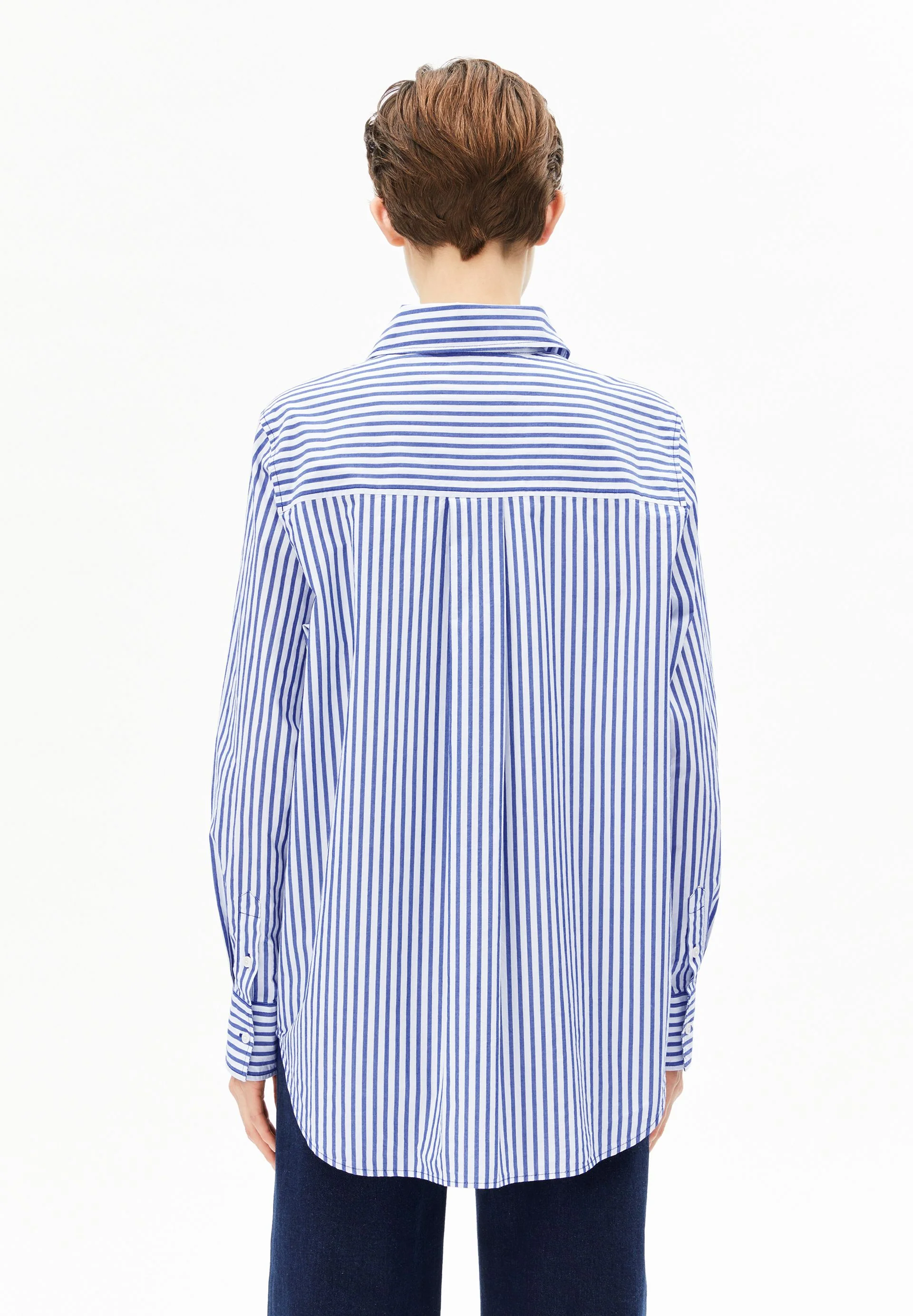 GESTREIFTE WEITE POPLIN BLUSE | white-dynamo blue - Image 2