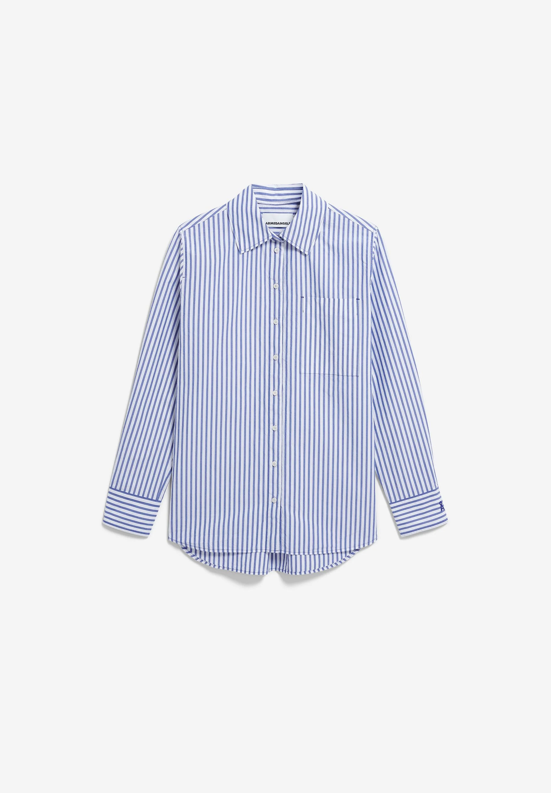 GESTREIFTE WEITE POPLIN BLUSE | white-dynamo blue - Image 6