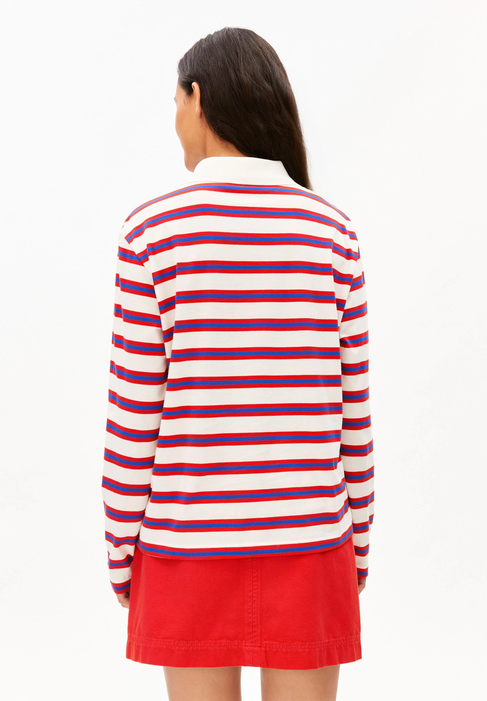 GESTREIFTES POLOLANGARMSHIRT | light oatmilk-mars red-dynamo blue - Image 2