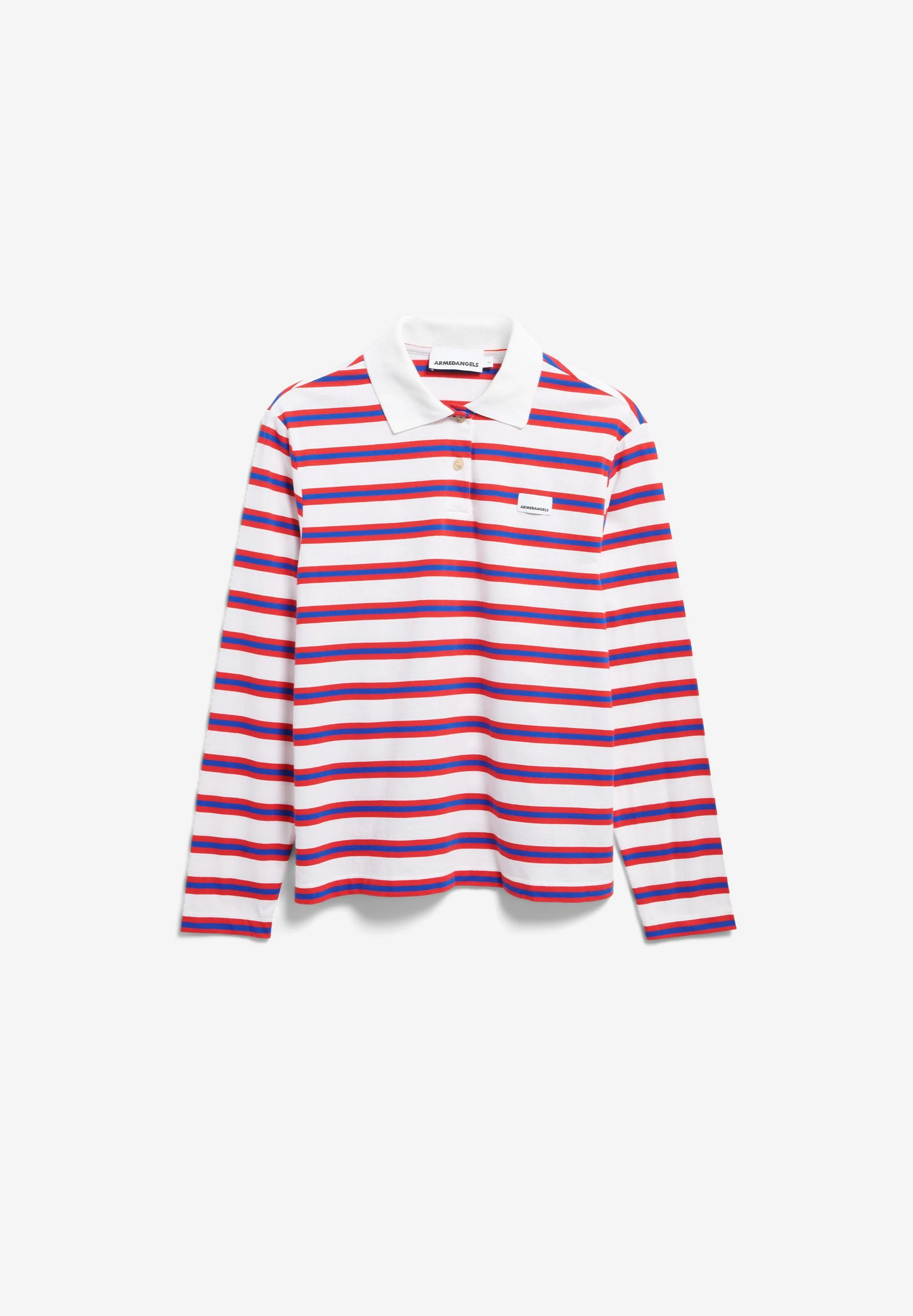 GESTREIFTES POLOLANGARMSHIRT | light oatmilk-mars red-dynamo blue - Image 6