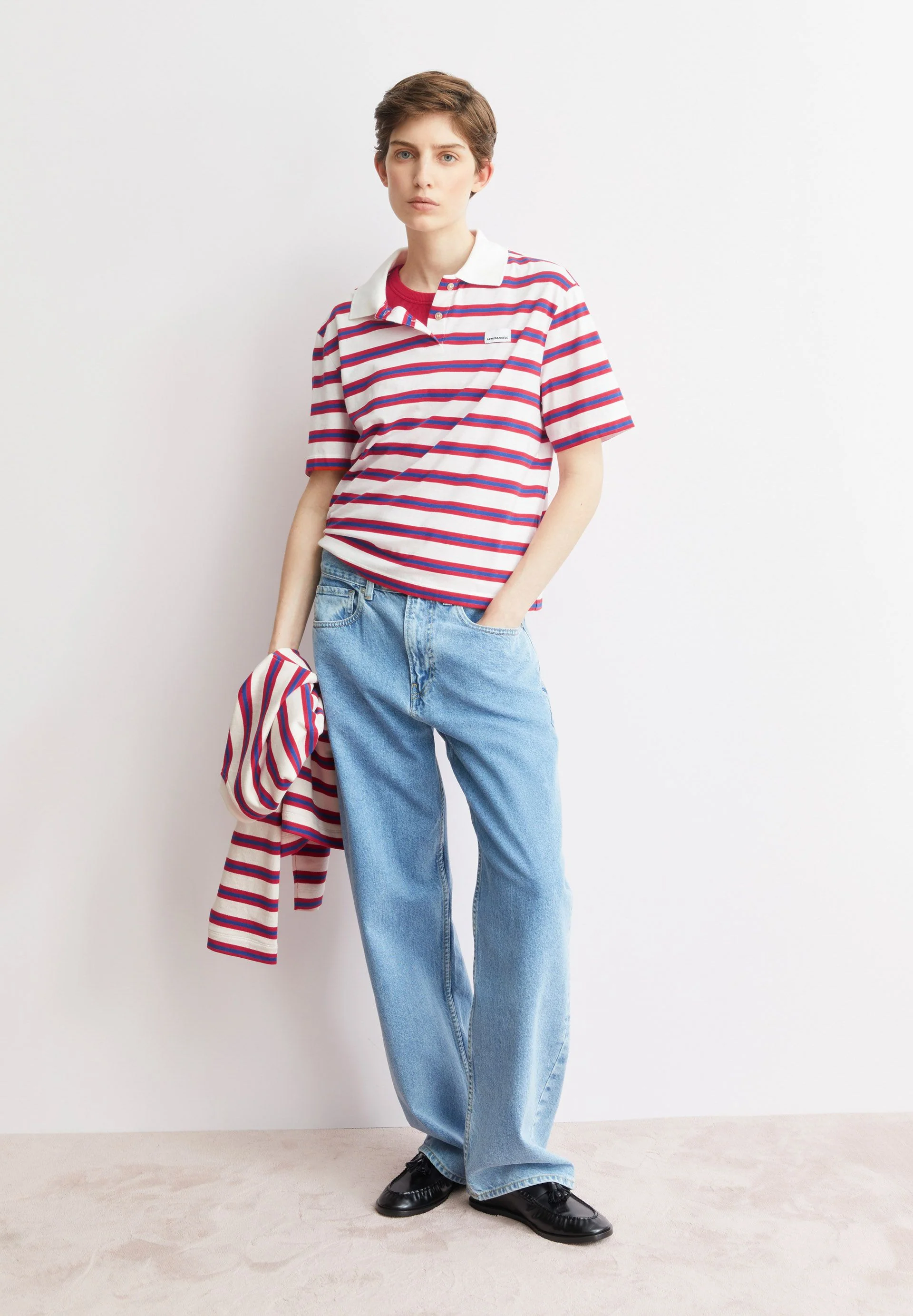 GESTREIFTES POLOSHIRT | light oatmilk-mars red-dynamo blue - Image 4