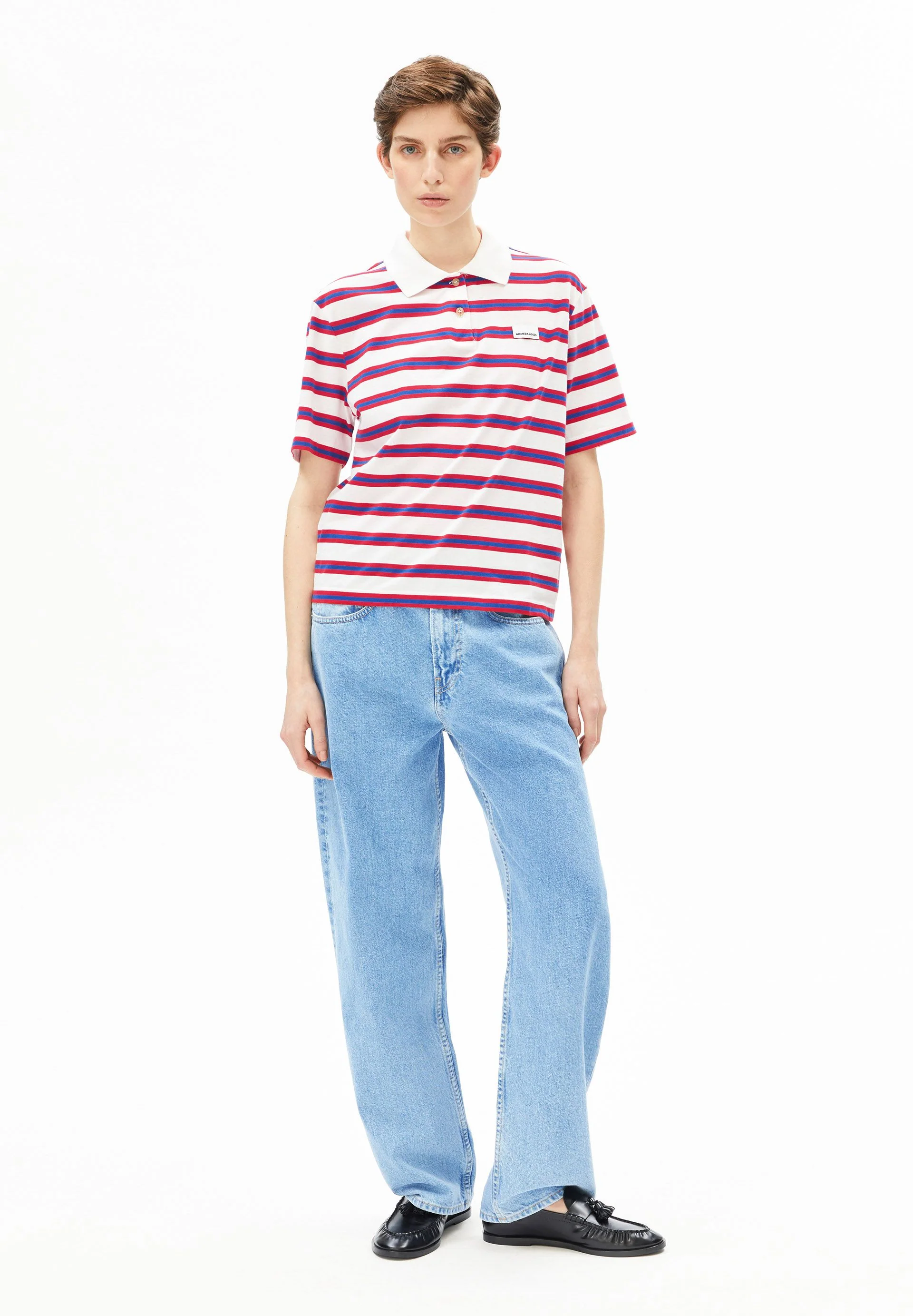 GESTREIFTES POLOSHIRT | light oatmilk-mars red-dynamo blue - Image 5