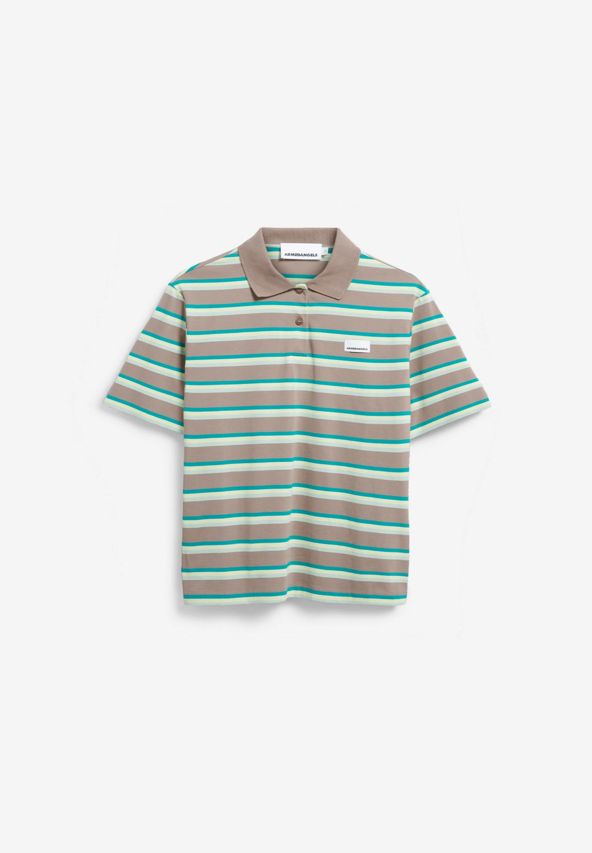 GESTREIFTES POLOSHIRT | walnut cream-pool green-lime juice - Image 6