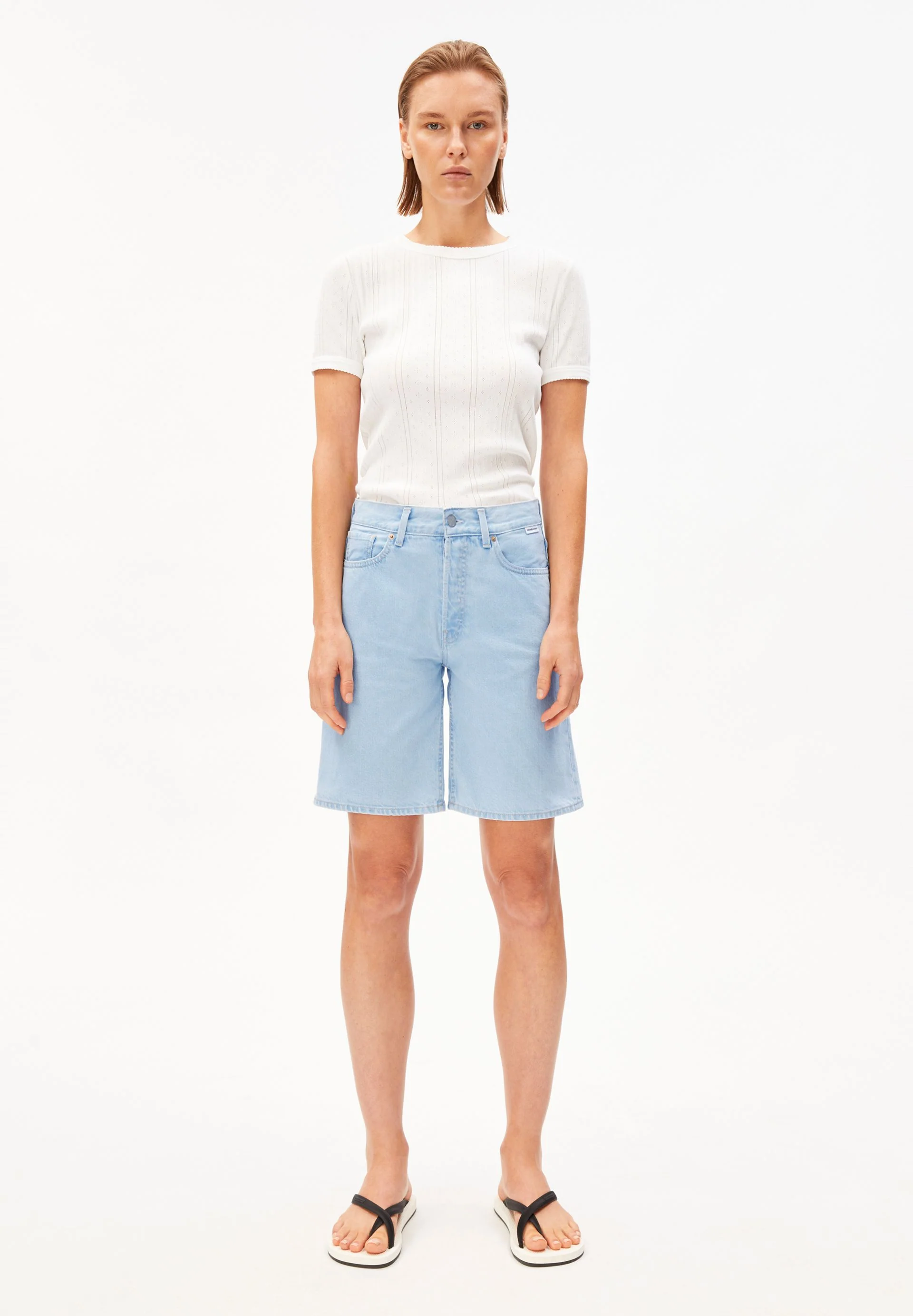 THALINAA MID WAIST JEANS-SHORTS | fresh blue - Image 5