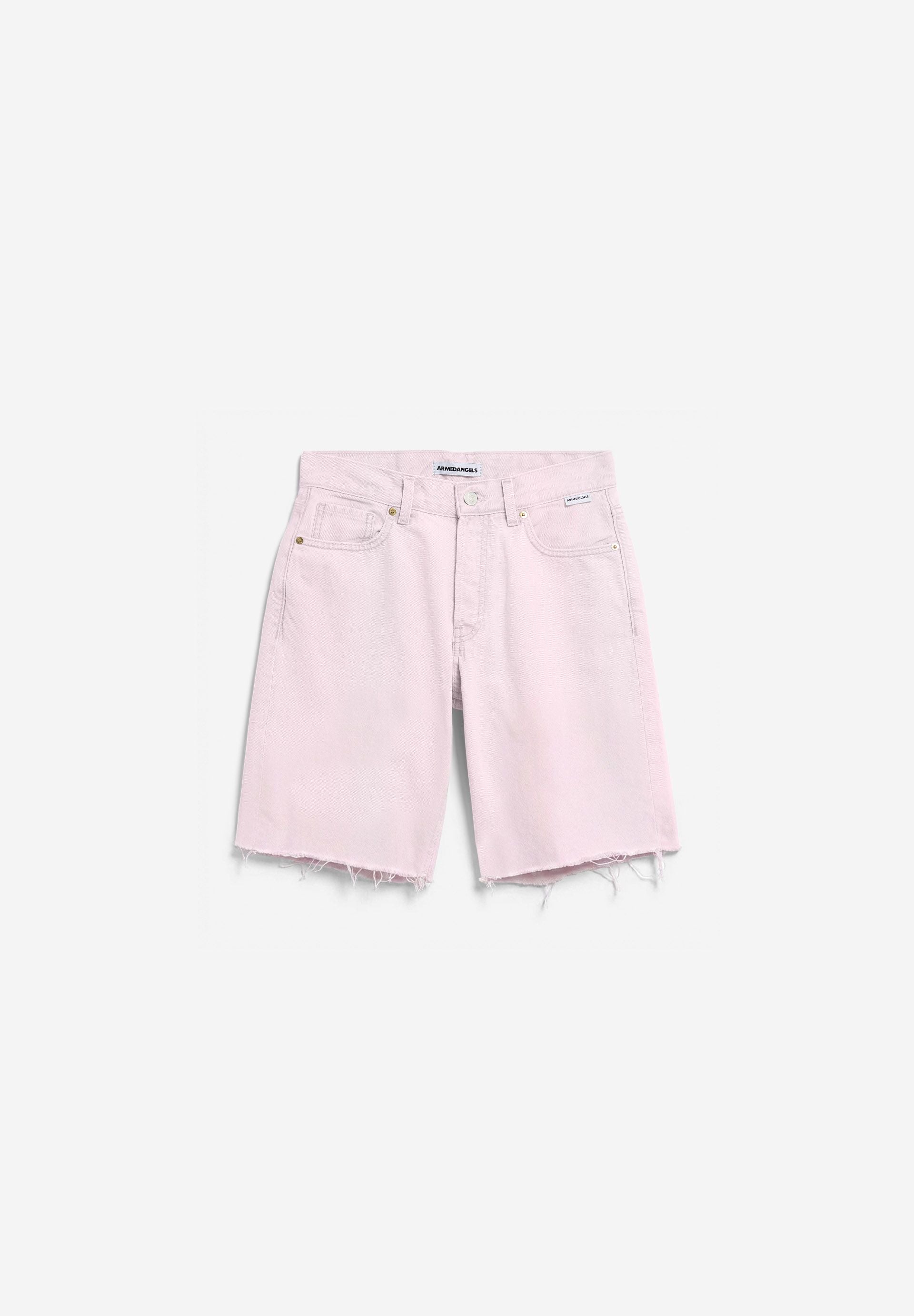 THALINAA MID WAIST JEANS-SHORTS | pink mist - Image 7