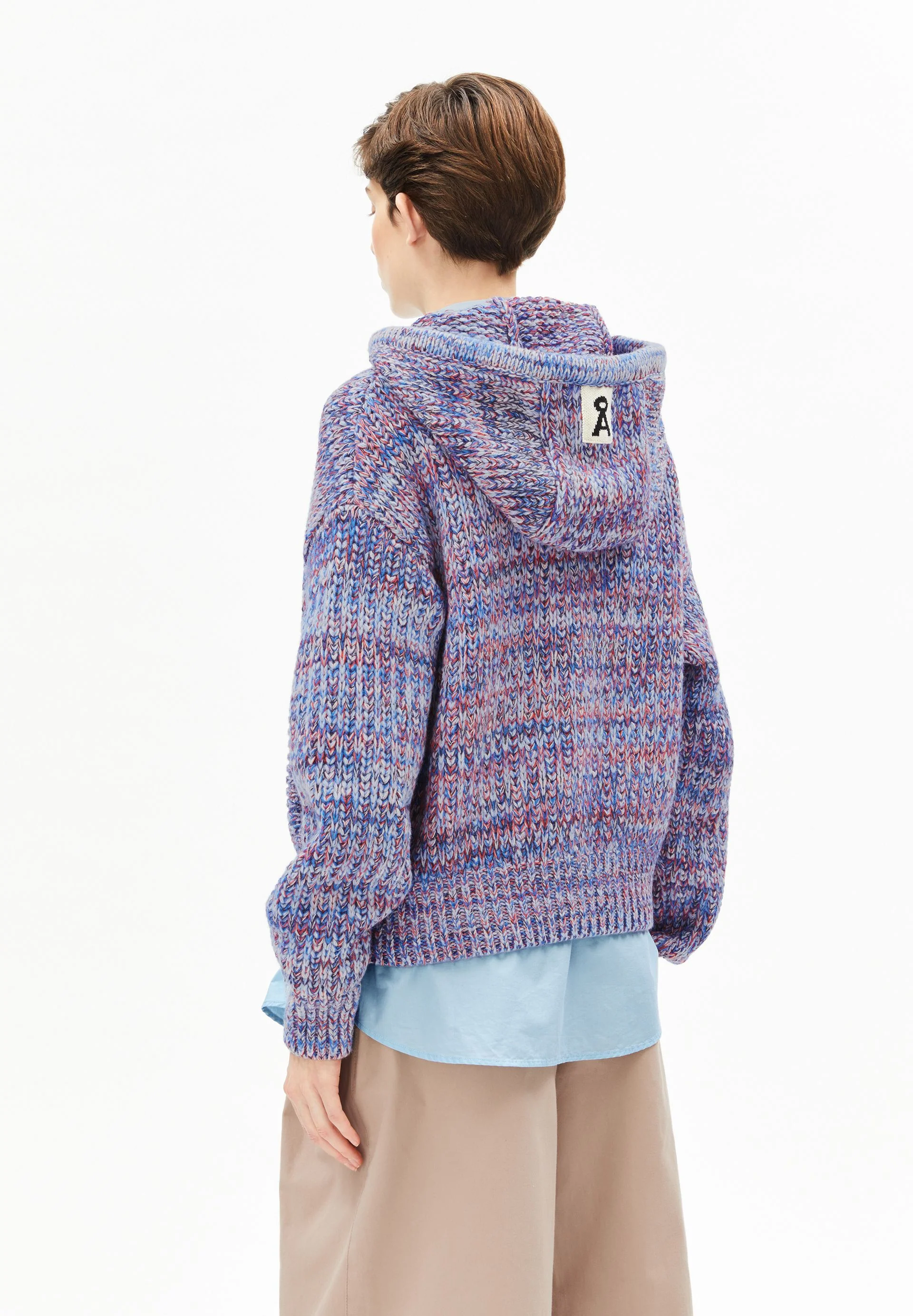 UN-WASTED STRICKHOODIE | dark poppy-dynamo blue-oatmilk - Image 2