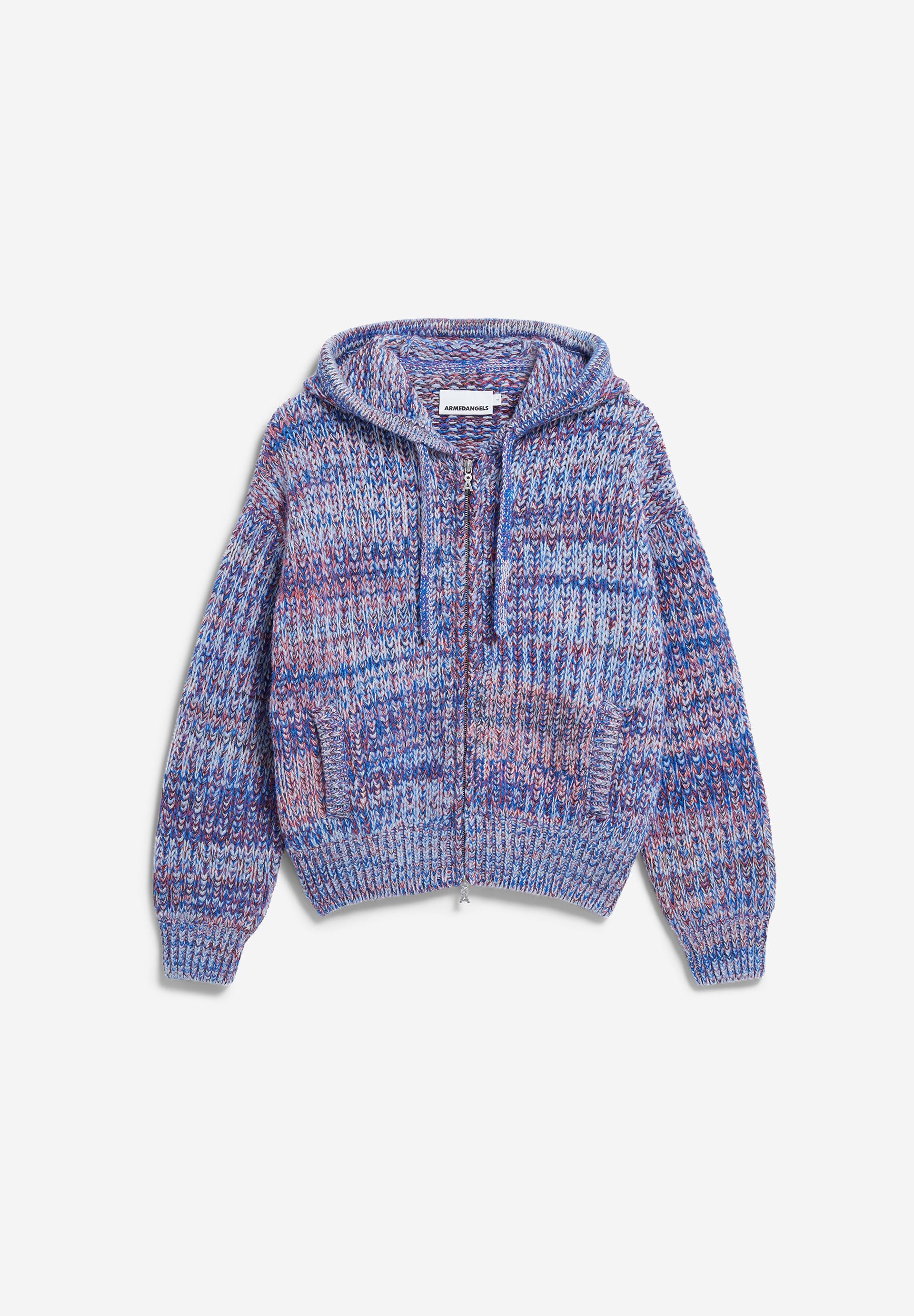 UN-WASTED STRICKHOODIE | dark poppy-dynamo blue-oatmilk - Image 6