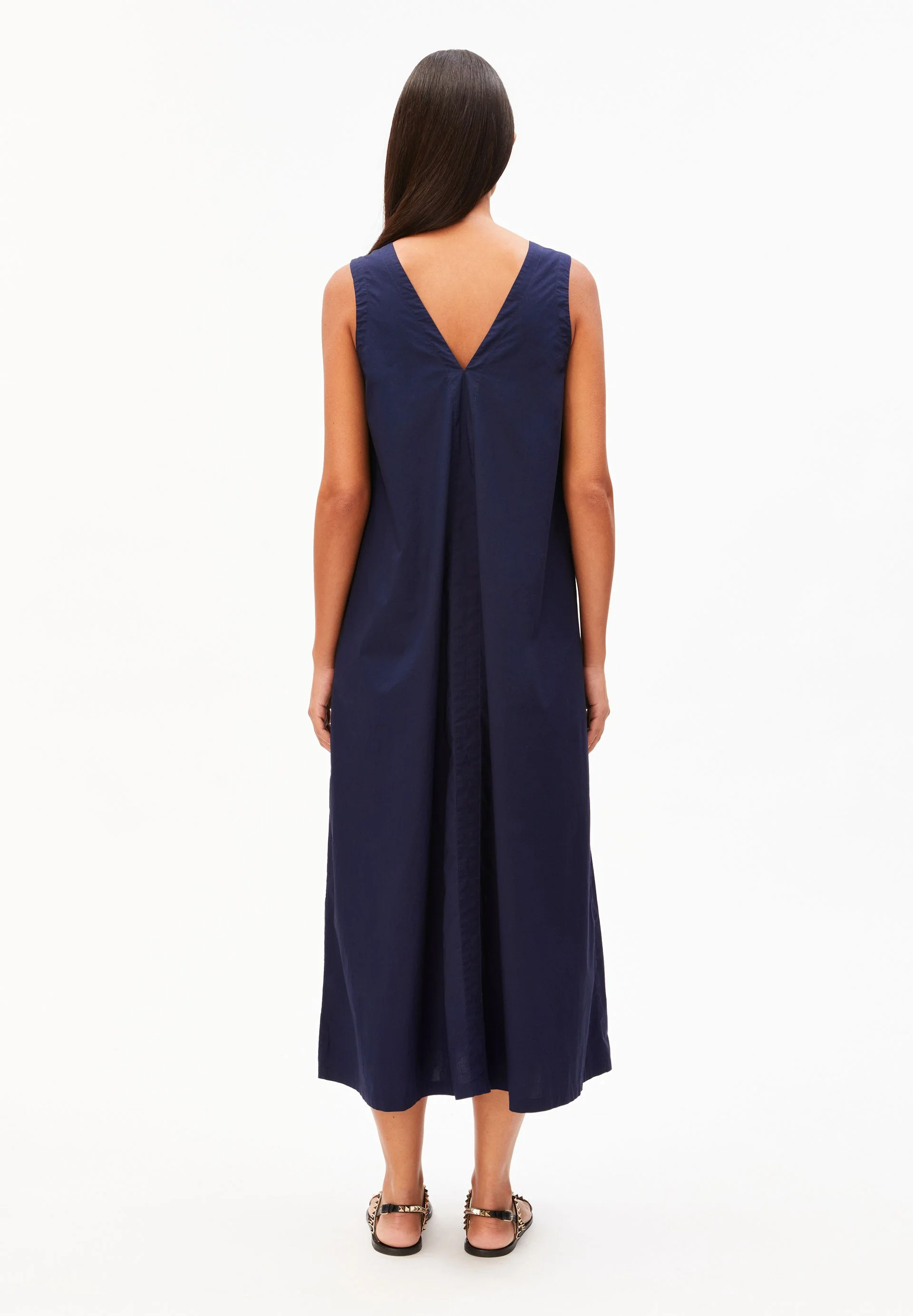 V-AUSSCHNITT POPLIN MAXI-KLEID | tinted navy - Image 2