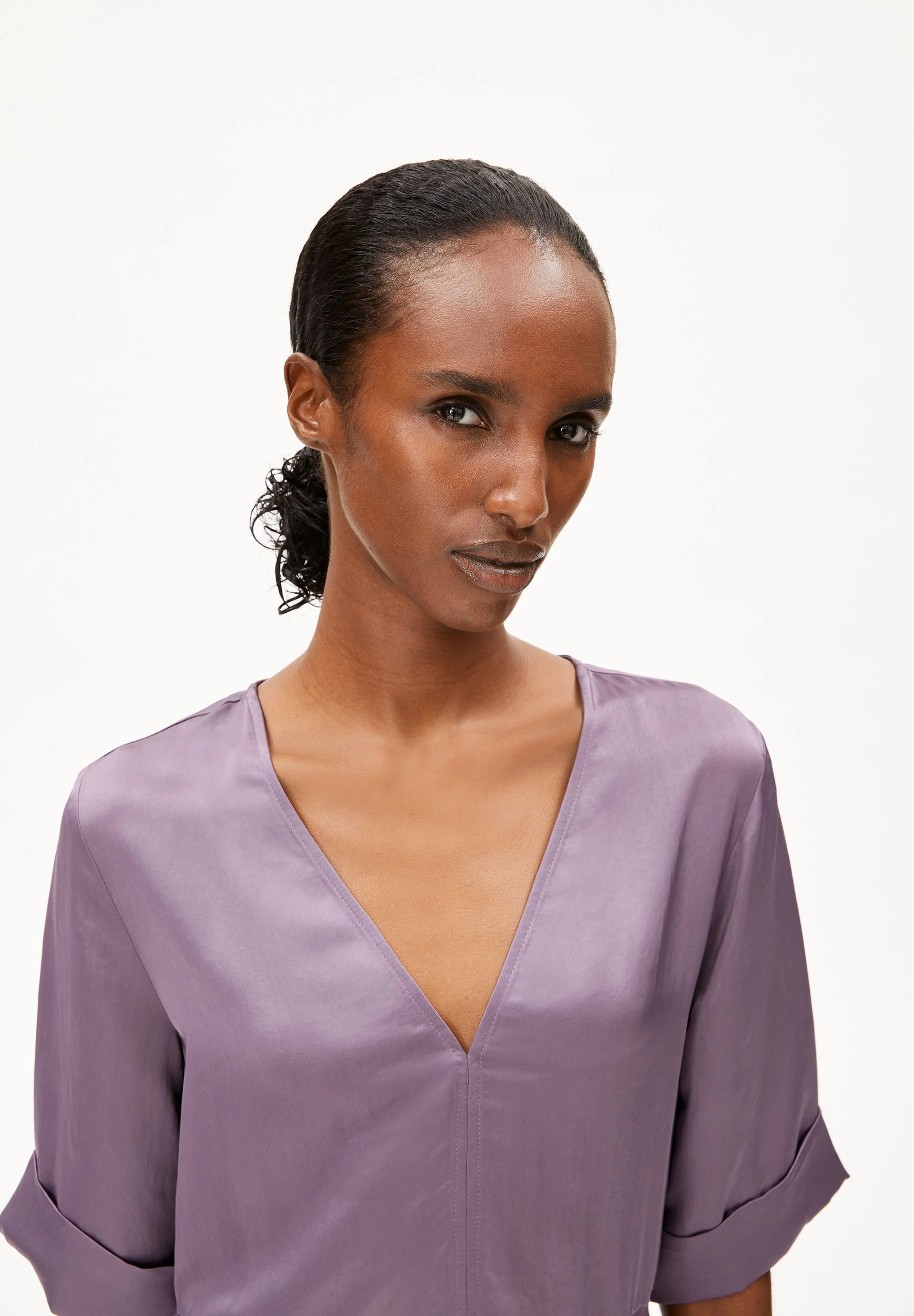 VAALI SATIN DRESS | sunset sky - Image 3
