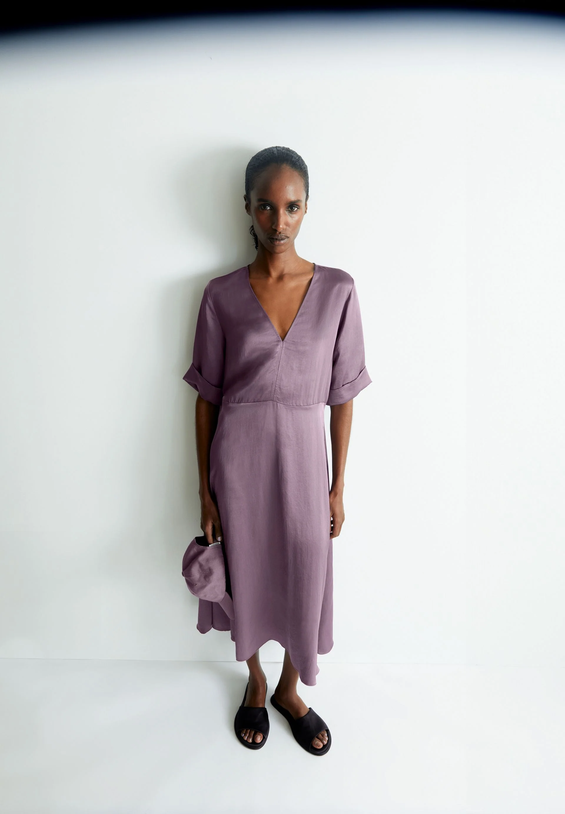 VAALI SATIN DRESS | sunset sky - Image 4