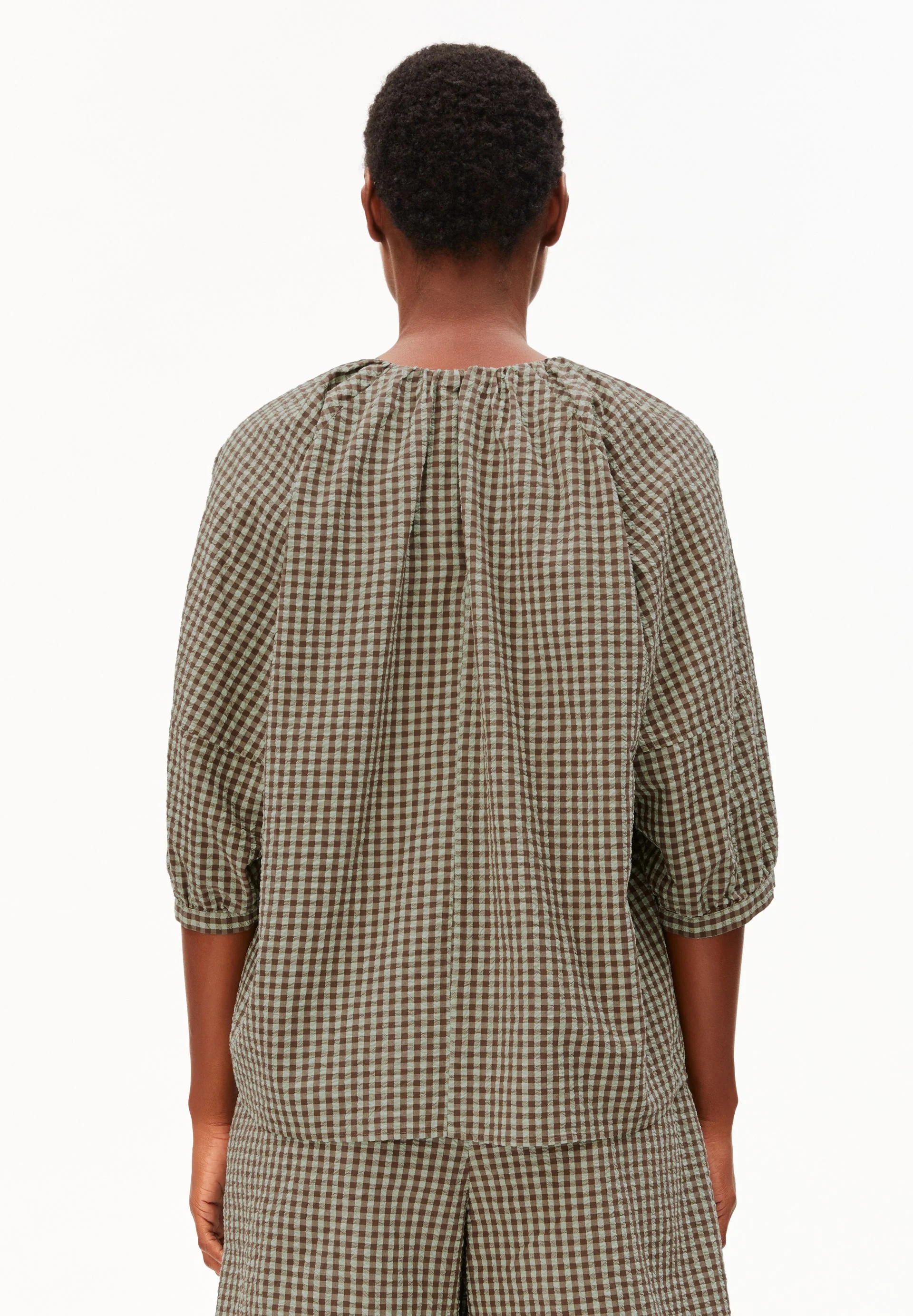 VICHY SEERSUCKER BLUSE | foam-dried palm - Image 2