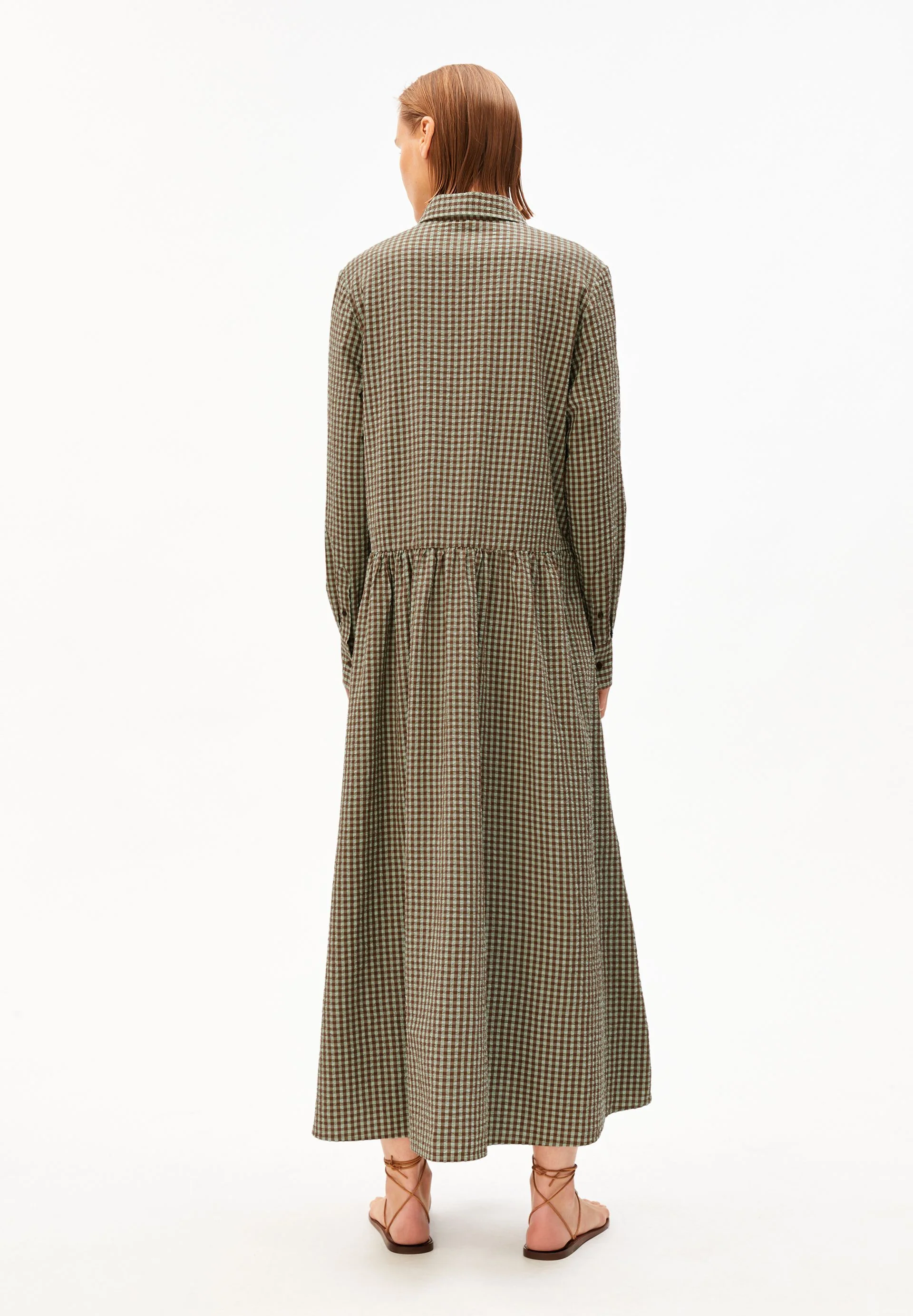 VICHY SEERSUCKER MAXI-KLEID | foam-dried palm - Image 2