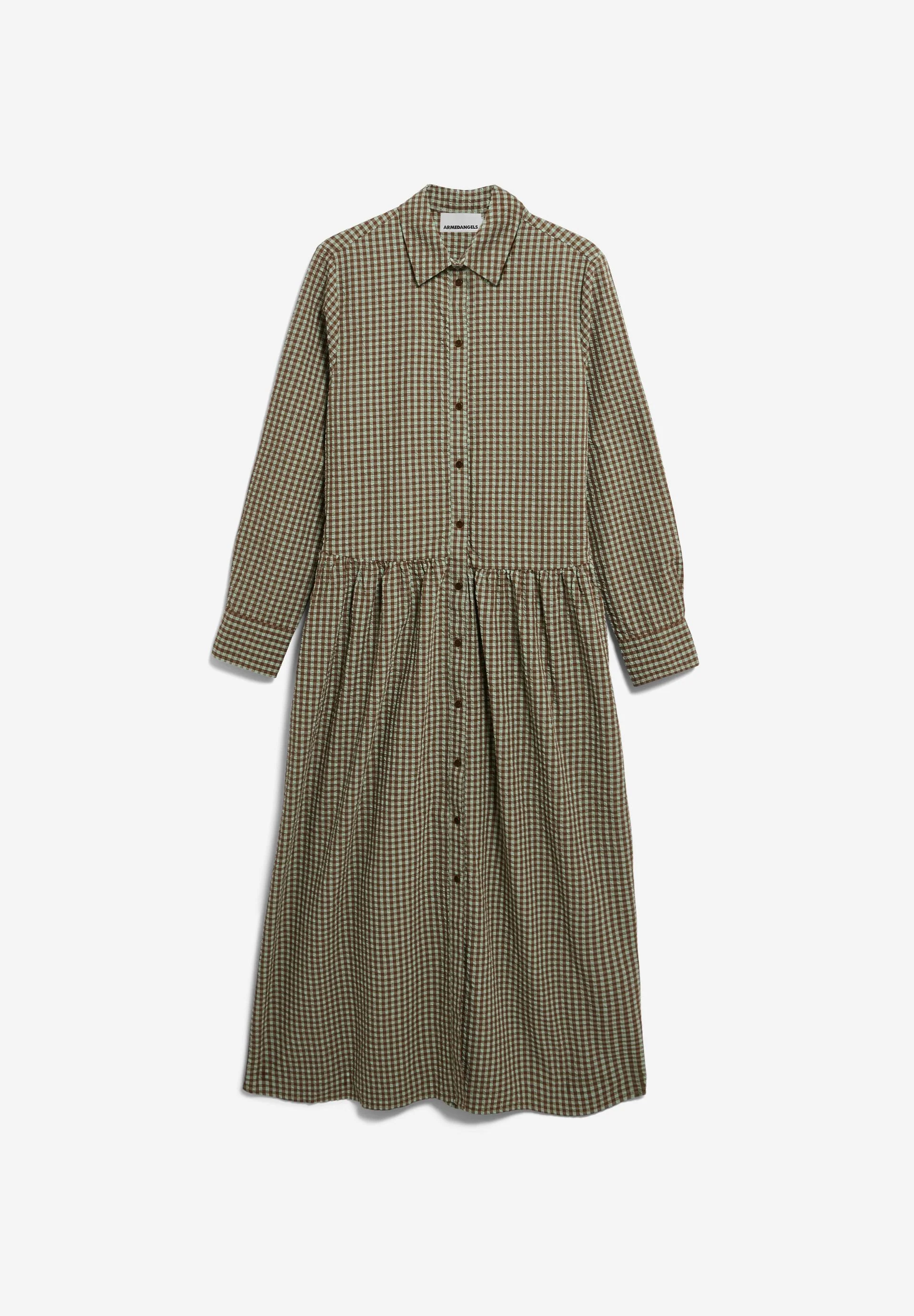 VICHY SEERSUCKER MAXI-KLEID | foam-dried palm - Image 6