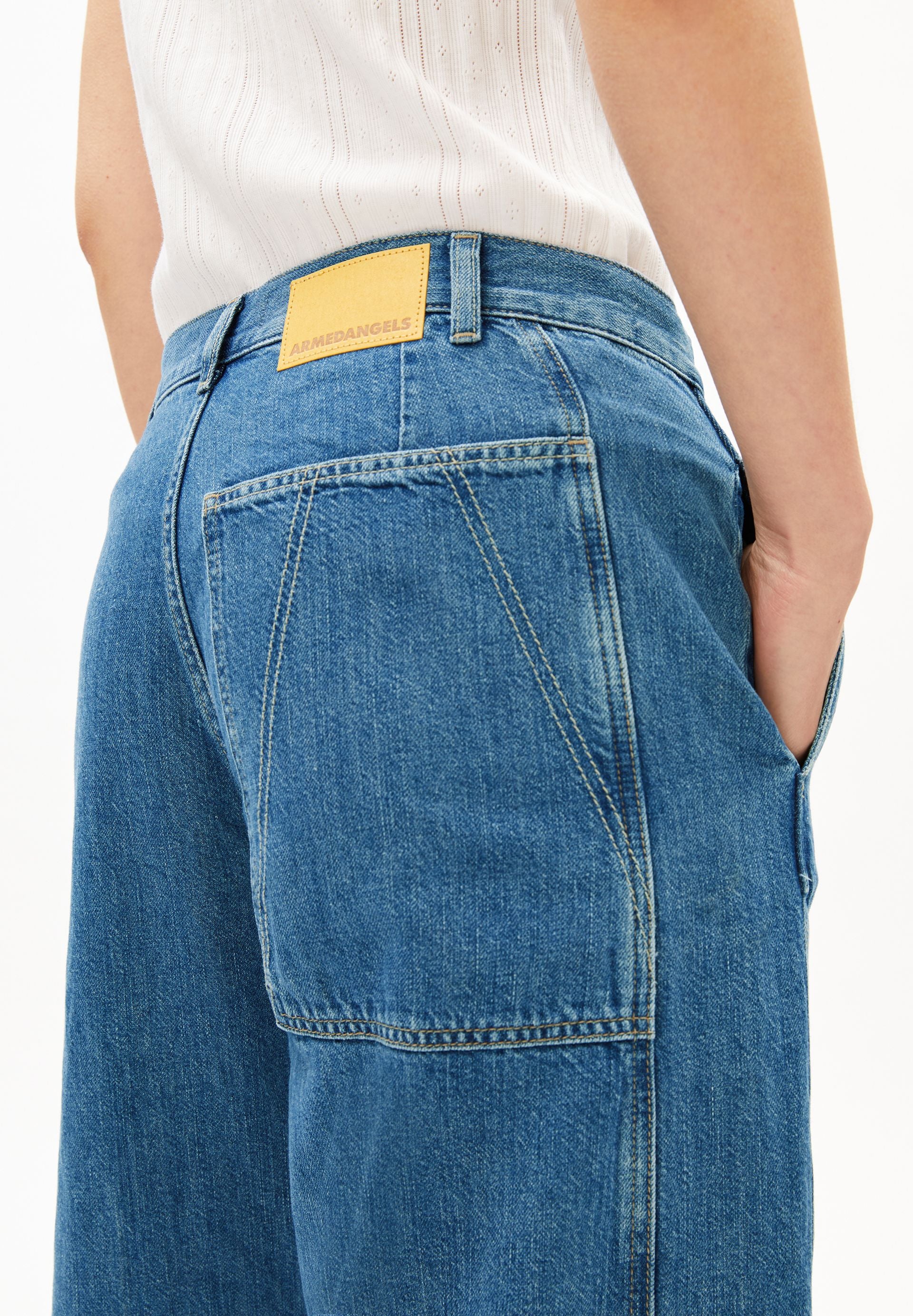 WEITE LEINEN-MIX JEANSHOSE | sea salt - Image 3