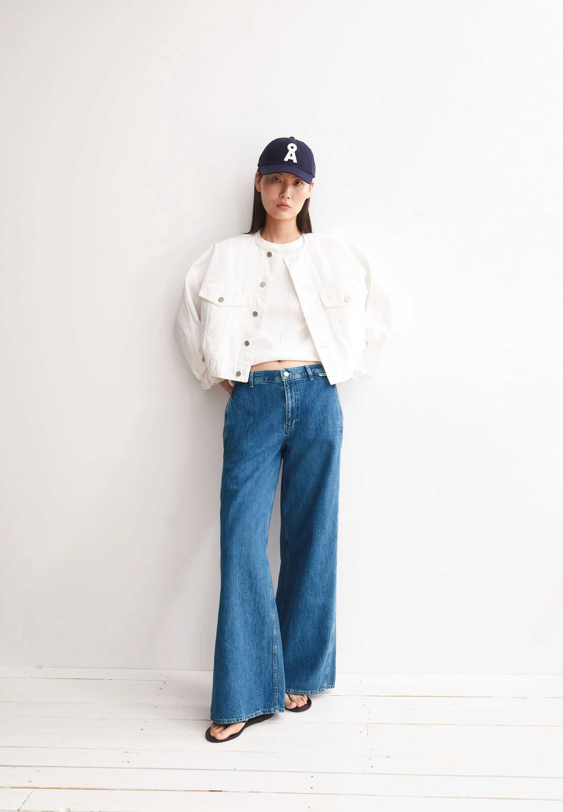 WEITE LEINEN-MIX JEANSHOSE | sea salt - Image 4