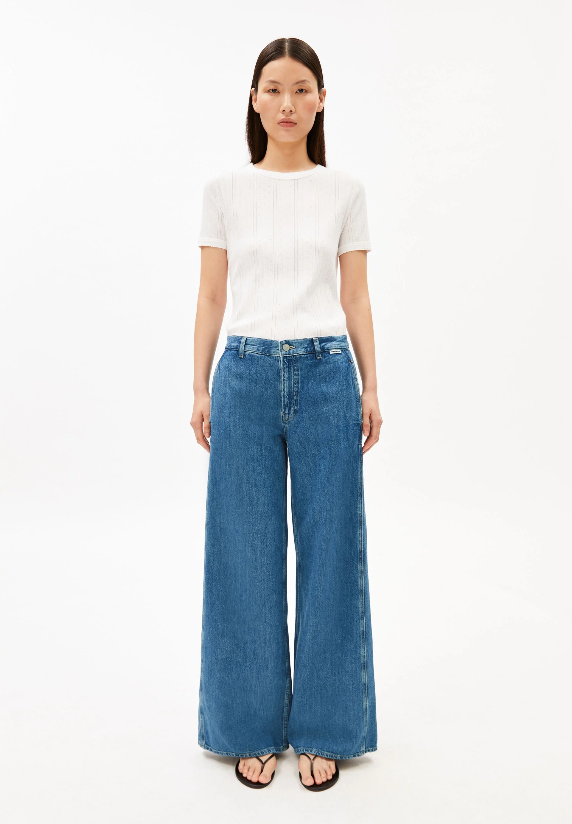 WEITE LEINEN-MIX JEANSHOSE | sea salt - Image 5