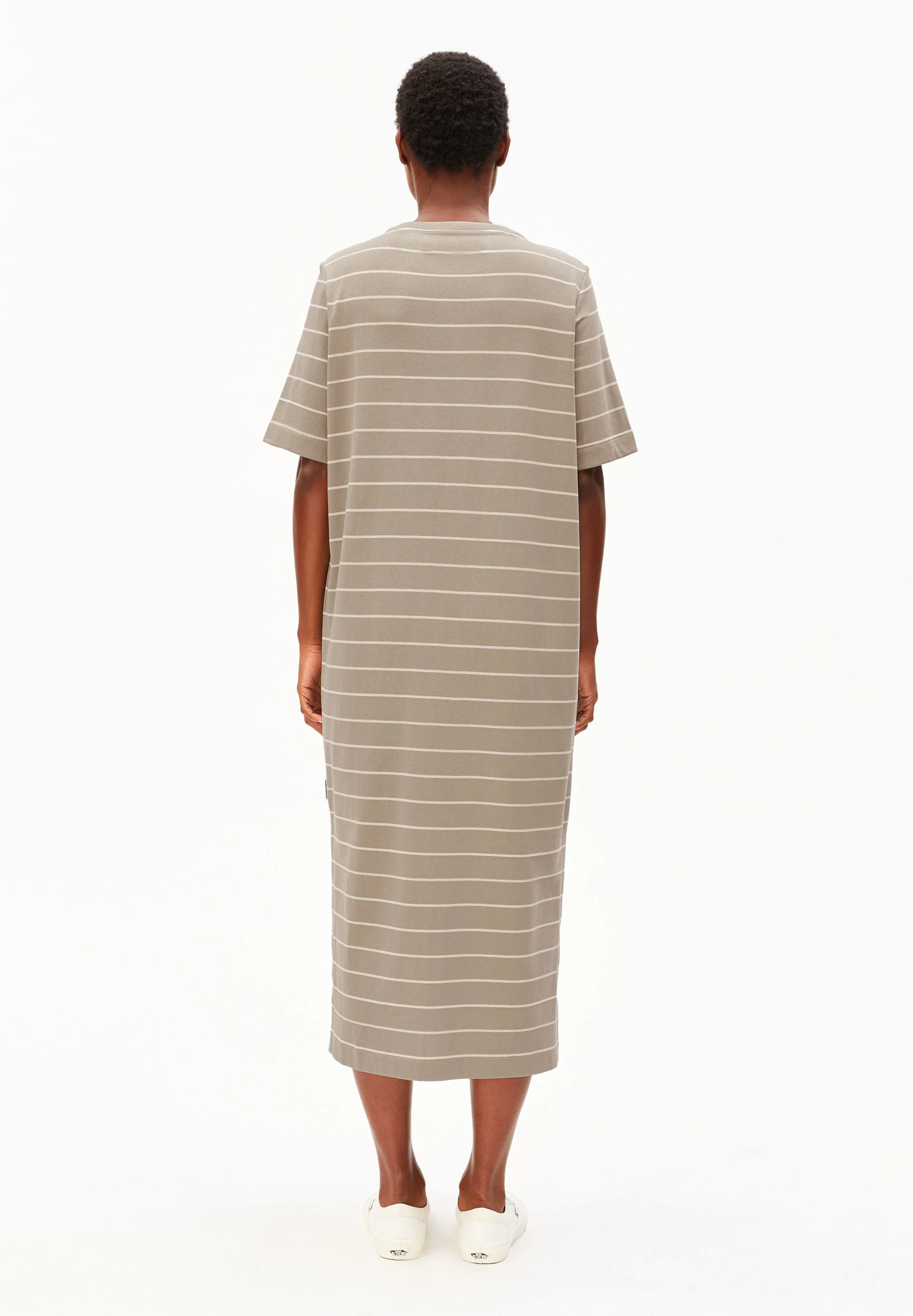 XELINAA FEIN GESTREIFTES MIDI-KLEID | seal grey-undyed - Image 2