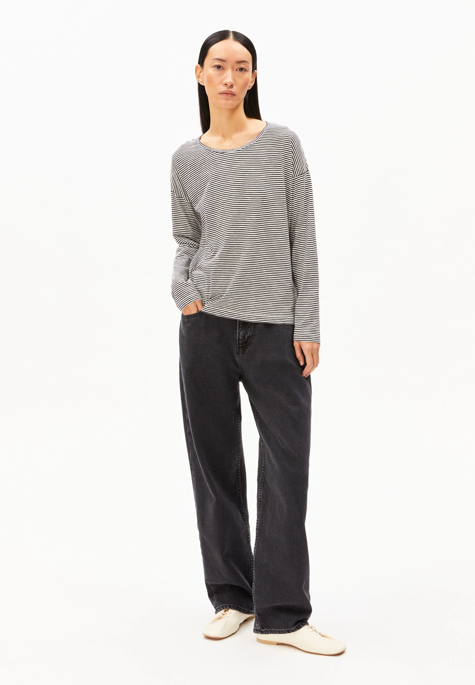 XIANAA GESTREIFTES LANGARMSHIRT | black-oatmilk - Image 5