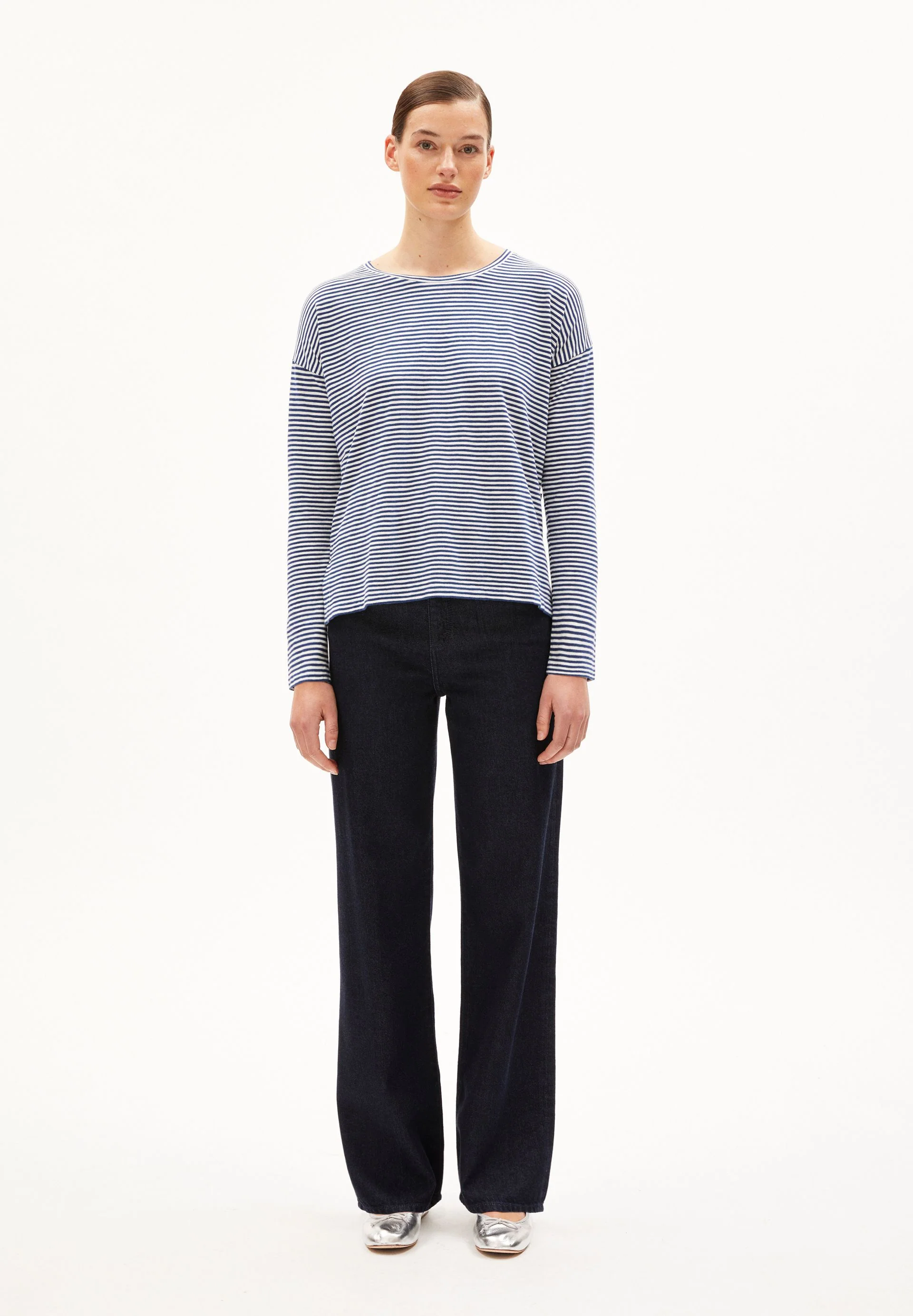 XIANAA GESTREIFTES LANGARMSHIRT | faded indigo-oatmilk - Image 5