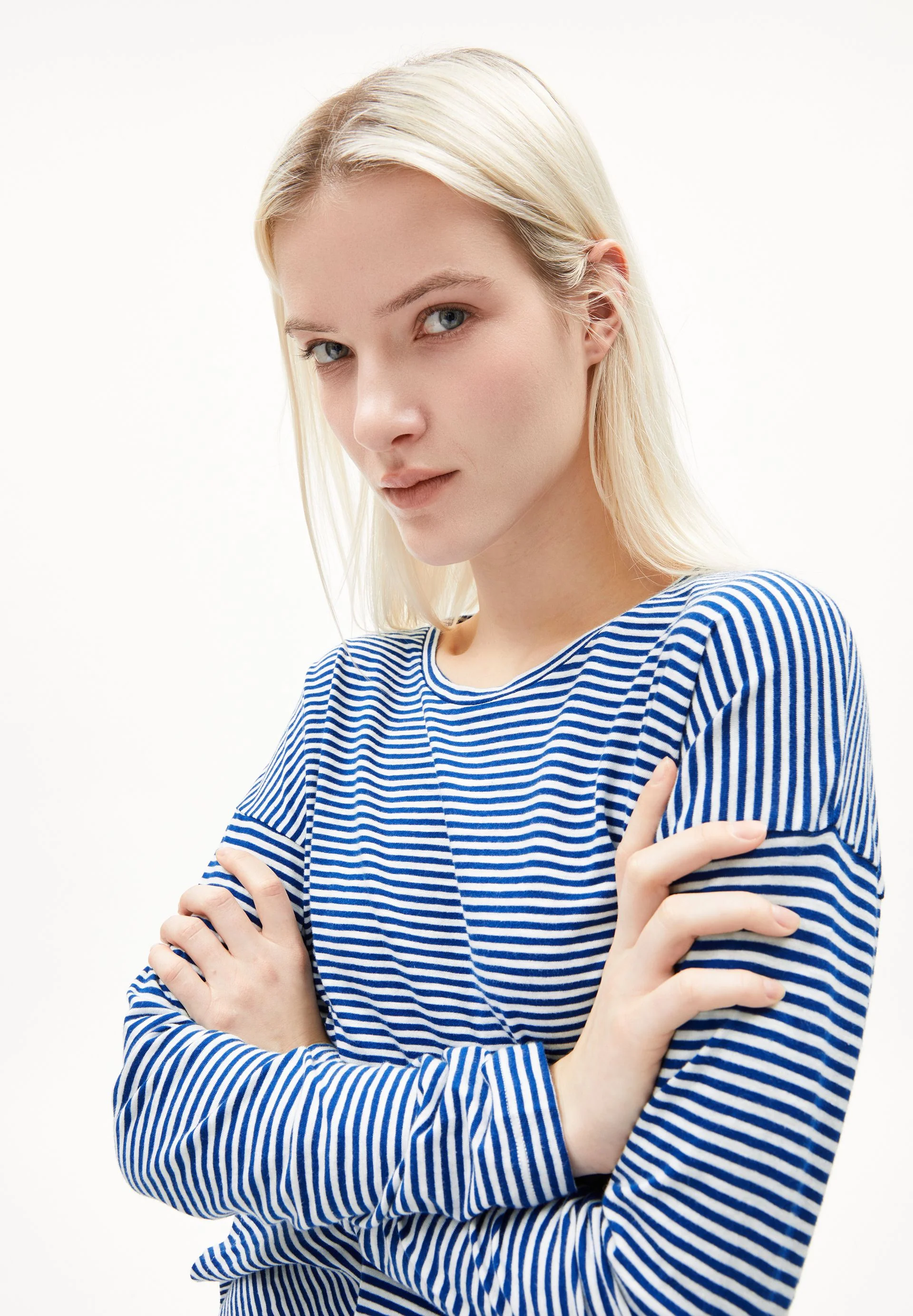 XIANAA GESTREIFTES LANGARMSHIRT | oatmilk-lapis blue - Image 3