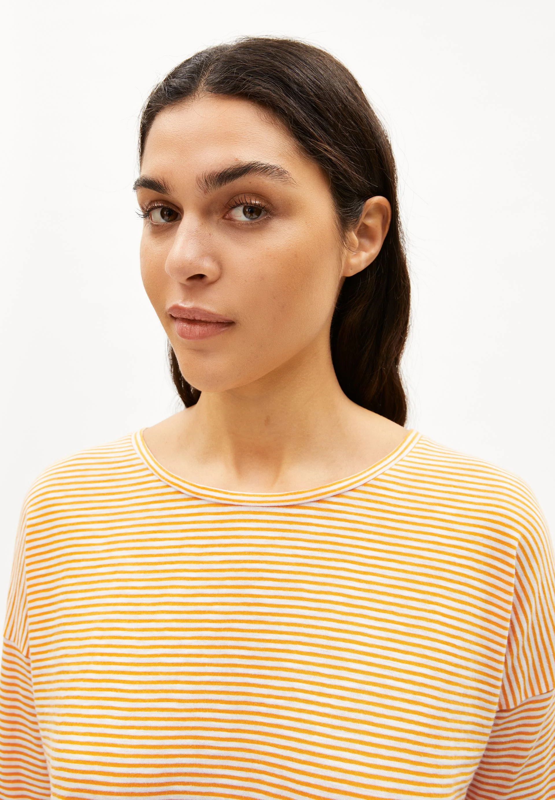XIANAA GESTREIFTES LANGARMSHIRT | oatmilk-light tangerine - Image 3