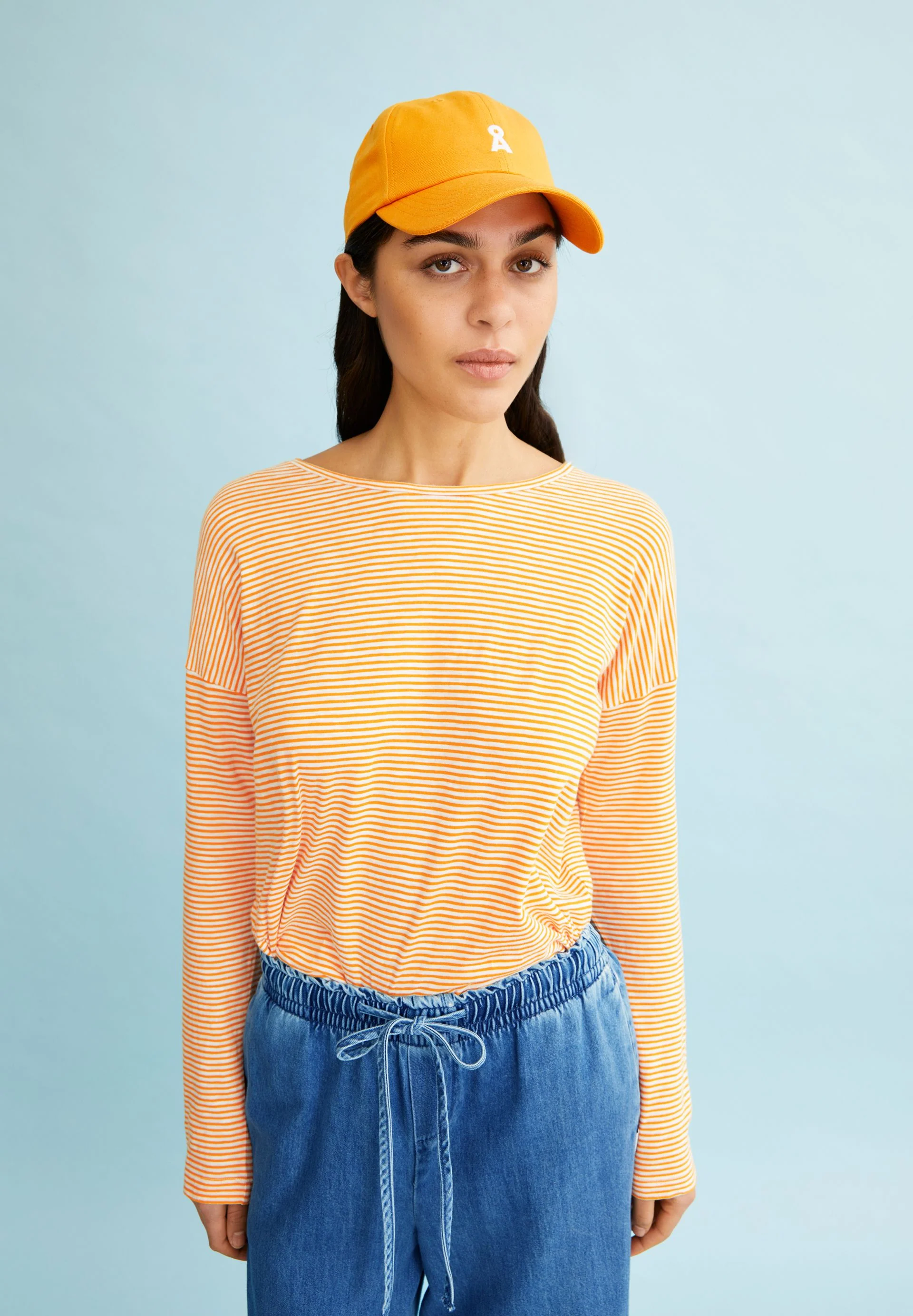 XIANAA GESTREIFTES LANGARMSHIRT | oatmilk-light tangerine - Image 4