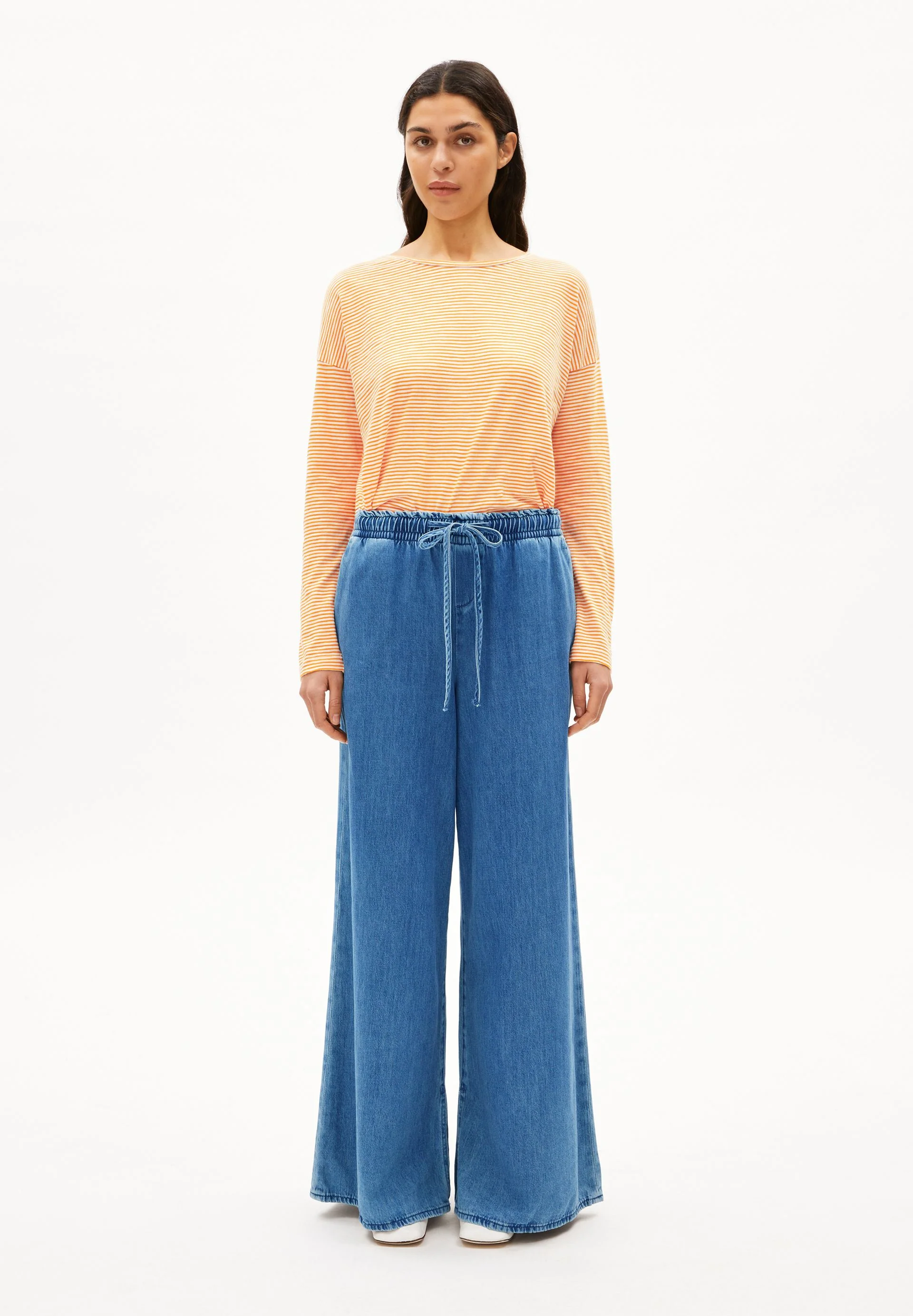XIANAA GESTREIFTES LANGARMSHIRT | oatmilk-light tangerine - Image 5