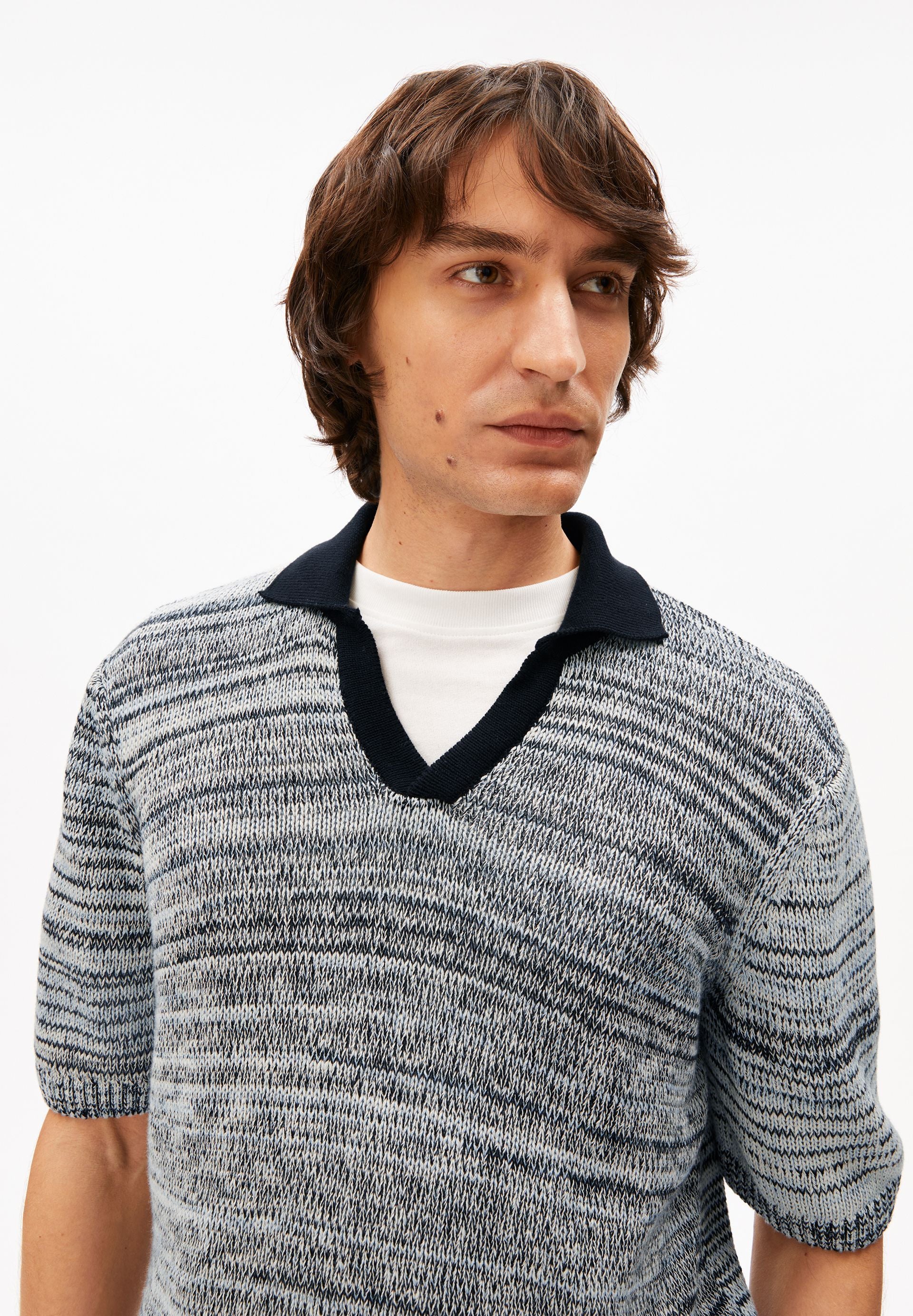 GARN-MIX POLOSHIRT | black-oatmilk-wedgwood - Image 3