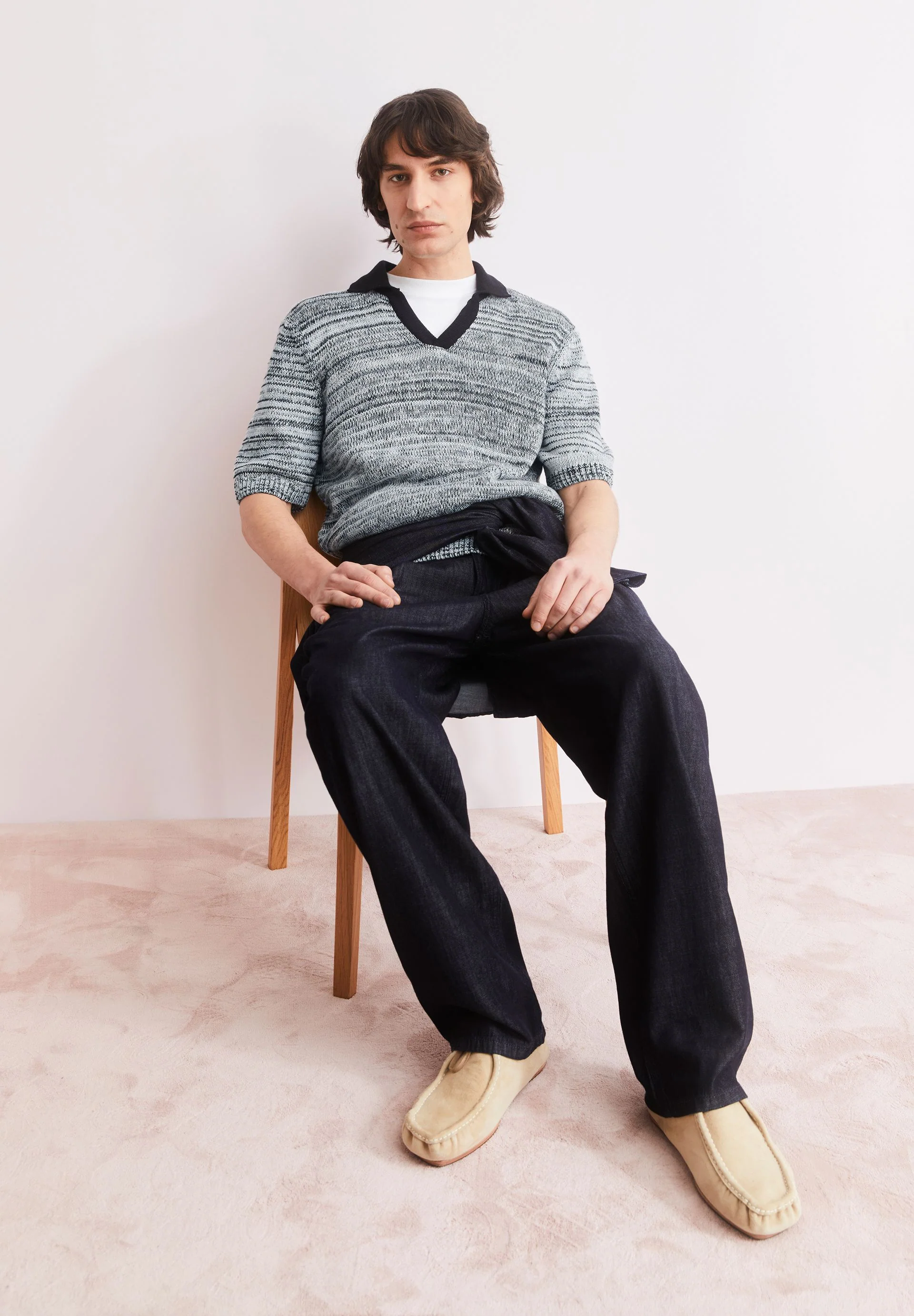 GARN-MIX POLOSHIRT | black-oatmilk-wedgwood - Image 4