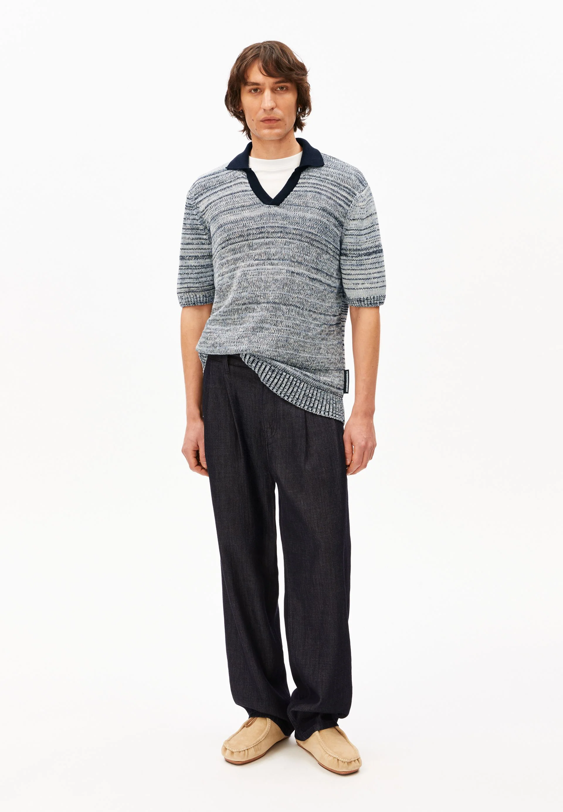 GARN-MIX POLOSHIRT | black-oatmilk-wedgwood - Image 5