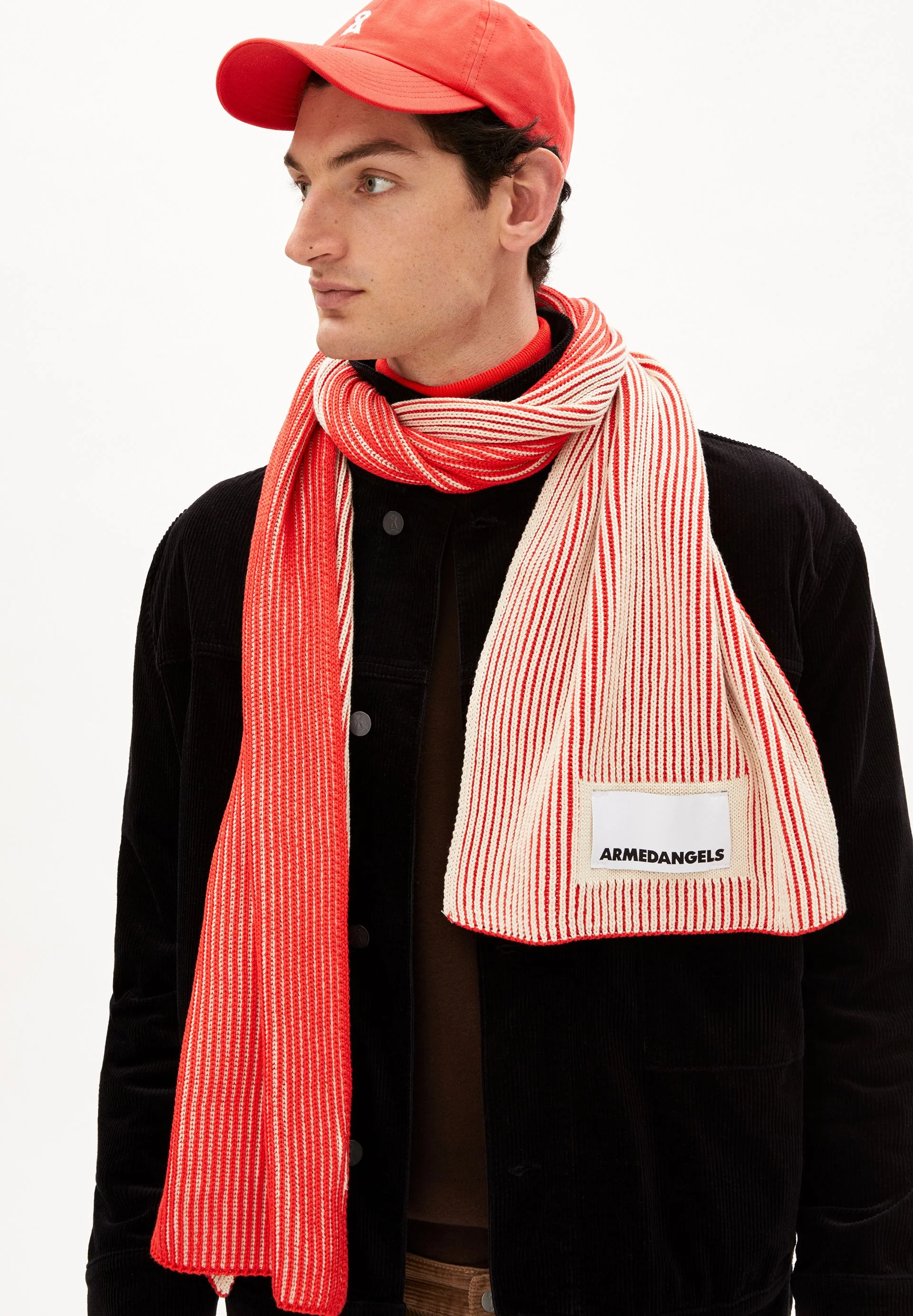 YURAA LOGO SCARF | red alert-oatmilk - Image 3